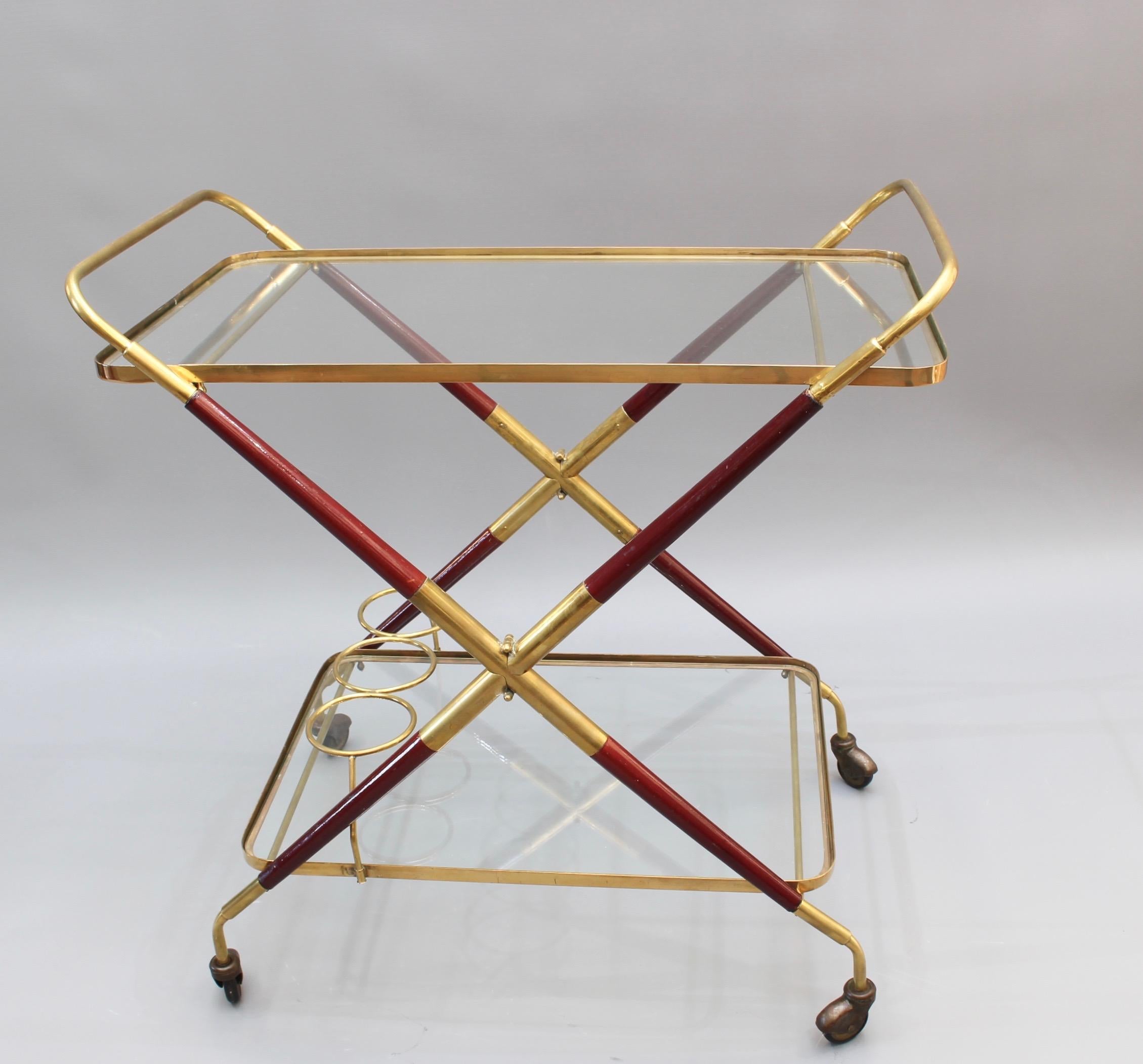 Vintage Italian Serving Trolley / Bar Cart by Cesare Lacca, 'circa 1950s' In Fair Condition In London, GB