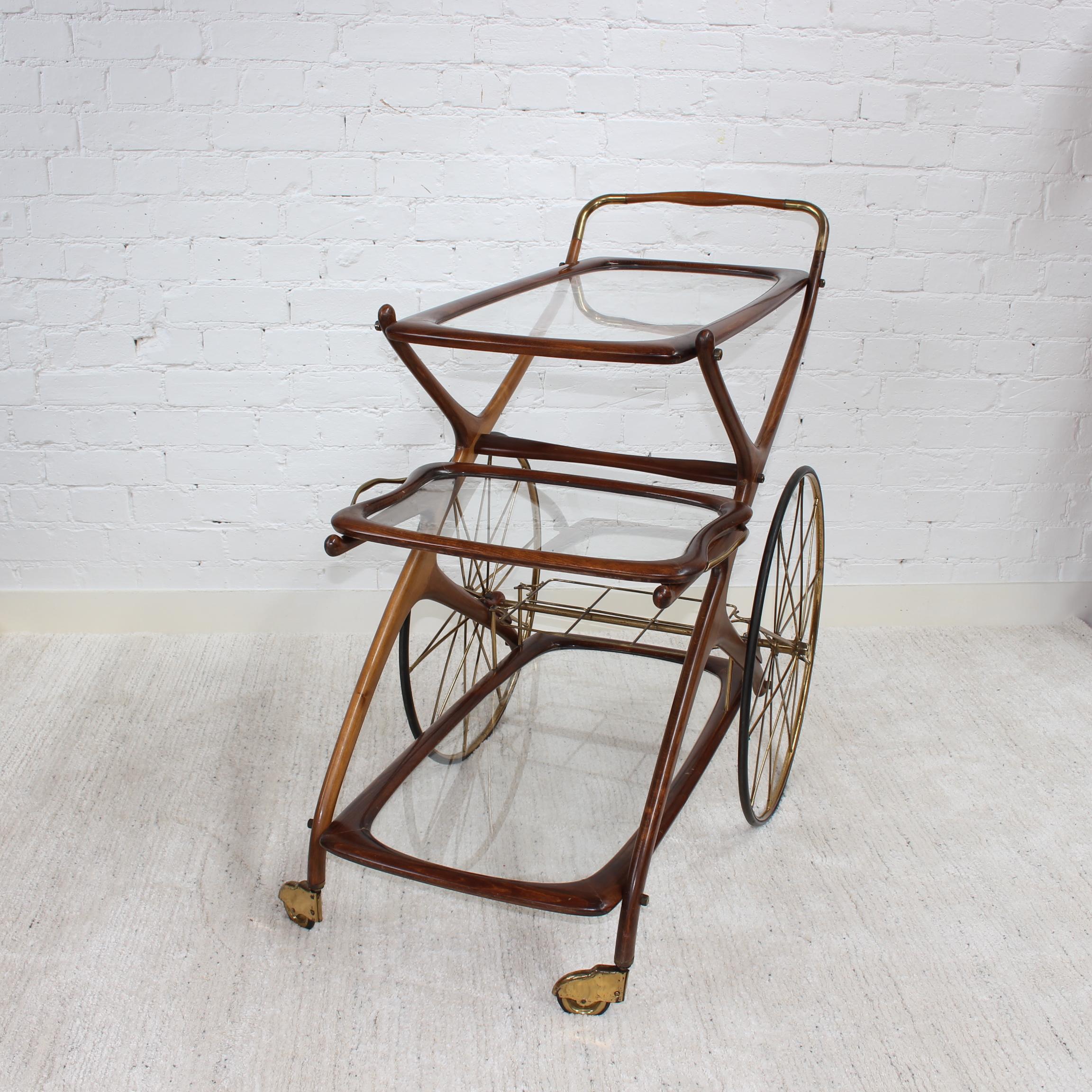 Vintage Italian Serving Trolley / Bar Cart by Cesare Lacca, Circa 1950s In Good Condition In London, GB