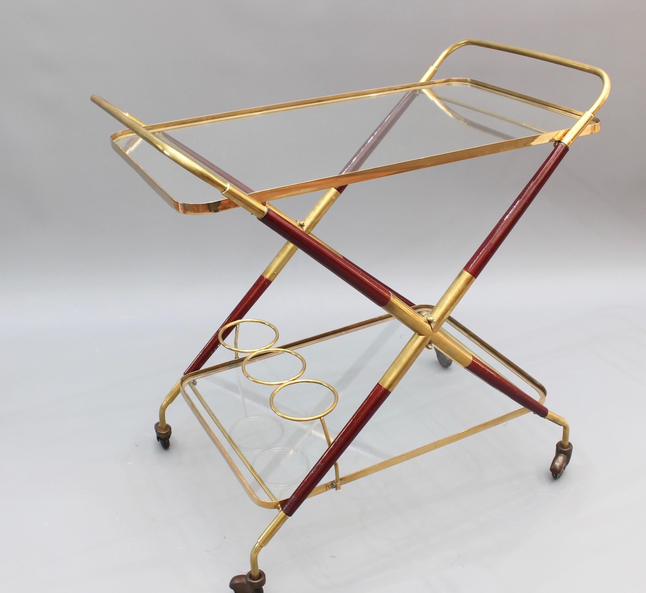 Mid-20th Century Vintage Italian Serving Trolley / Bar Cart by Cesare Lacca, 'circa 1950s'