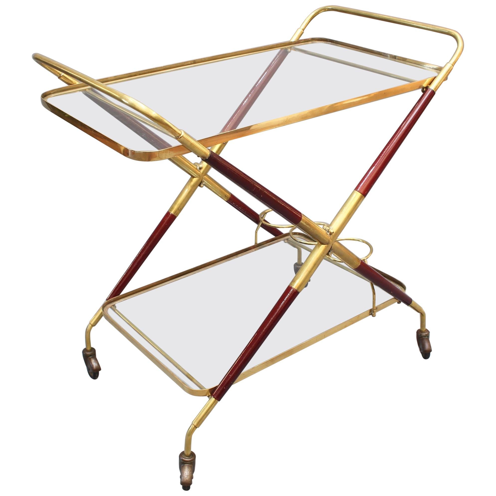 Vintage Italian Serving Trolley / Bar Cart by Cesare Lacca, 'circa 1950s'