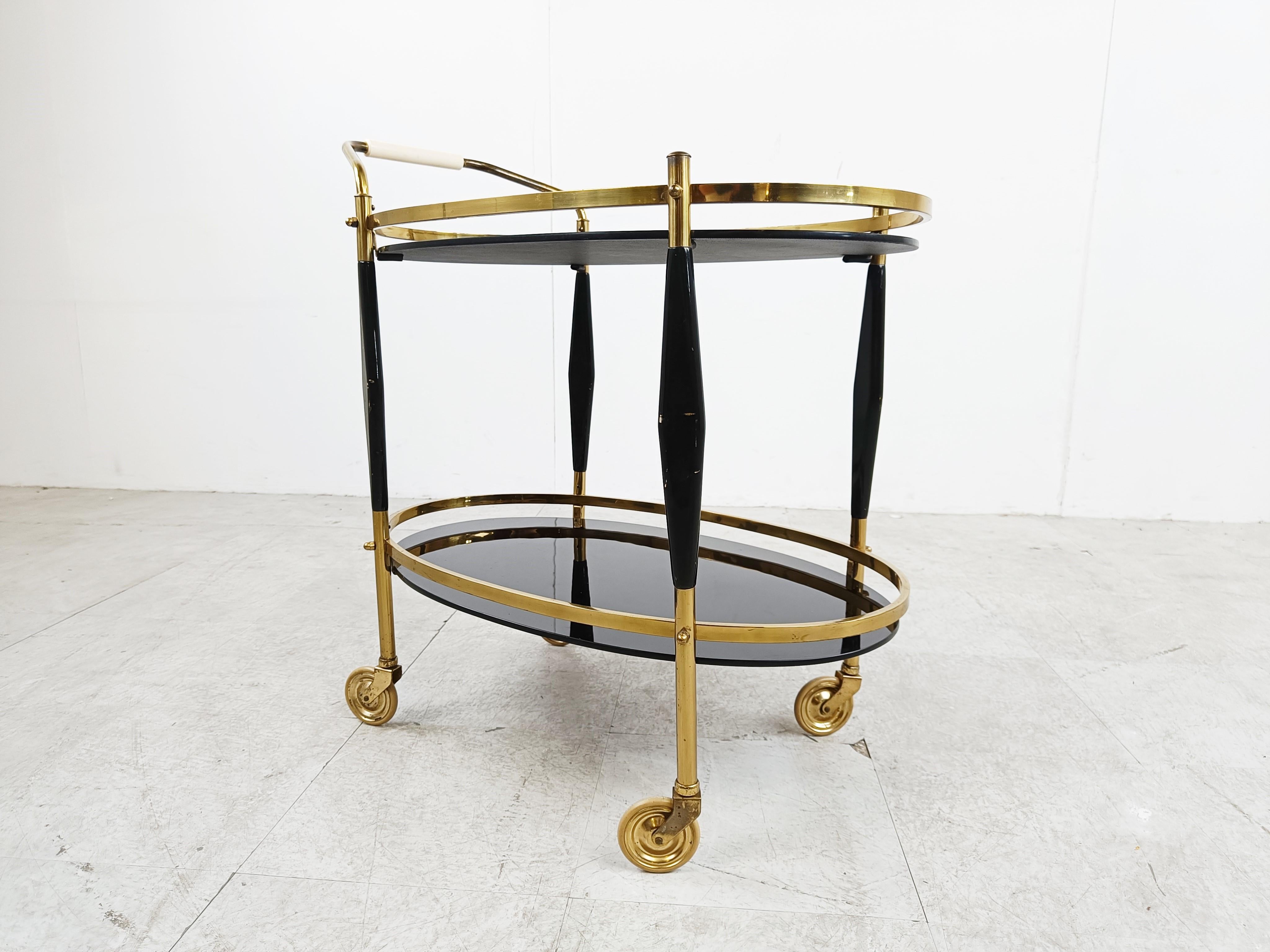 Mid-Century Modern Vintage italian serving trolley by Cesare Lacca, 1950s 