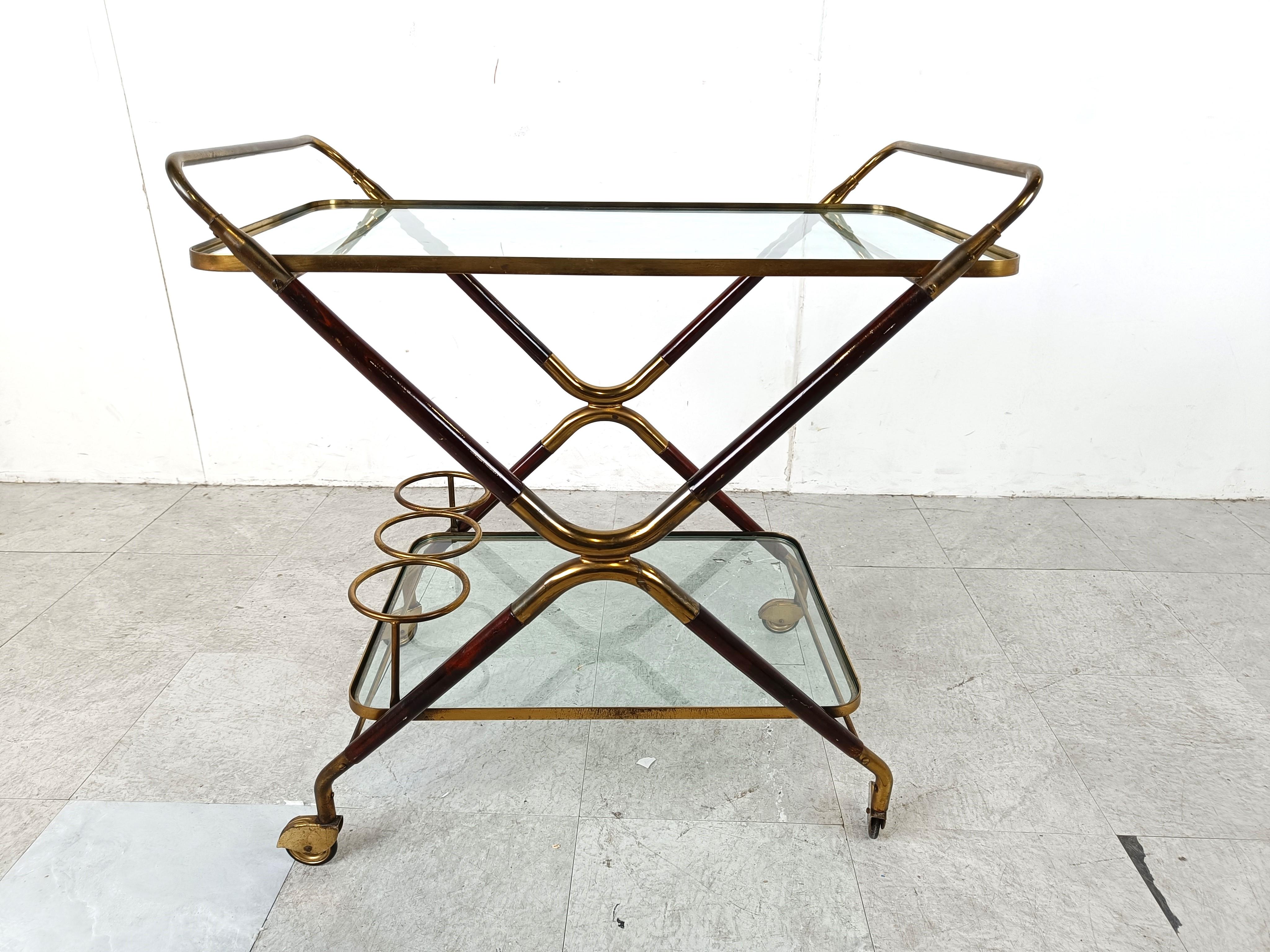 Mid-Century Modern Vintage italian serving trolley by Cesare Lacca, 1950s  For Sale
