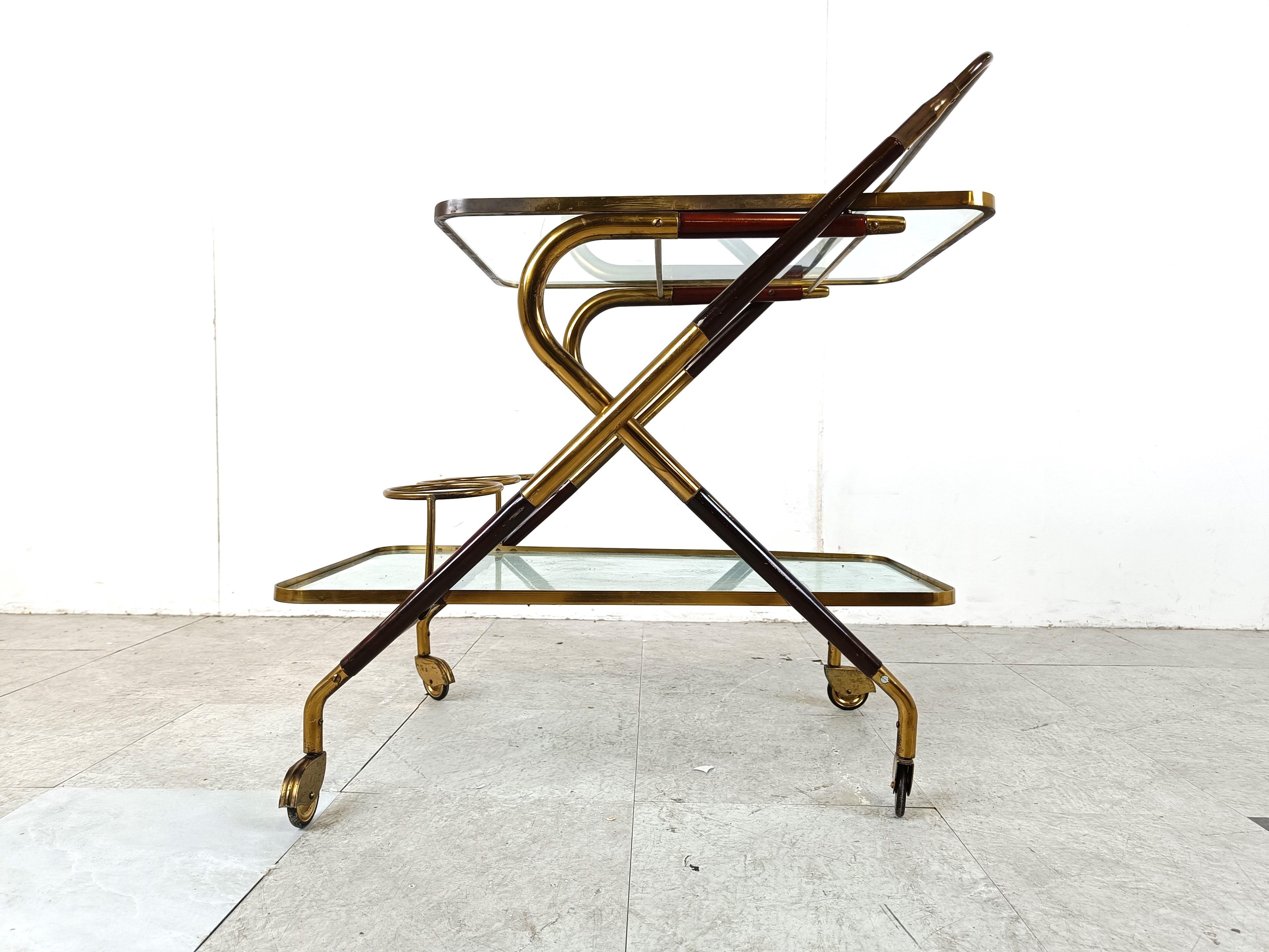 Mid-Century Modern Vintage italian serving trolley by Cesare Lacca, 1950s For Sale