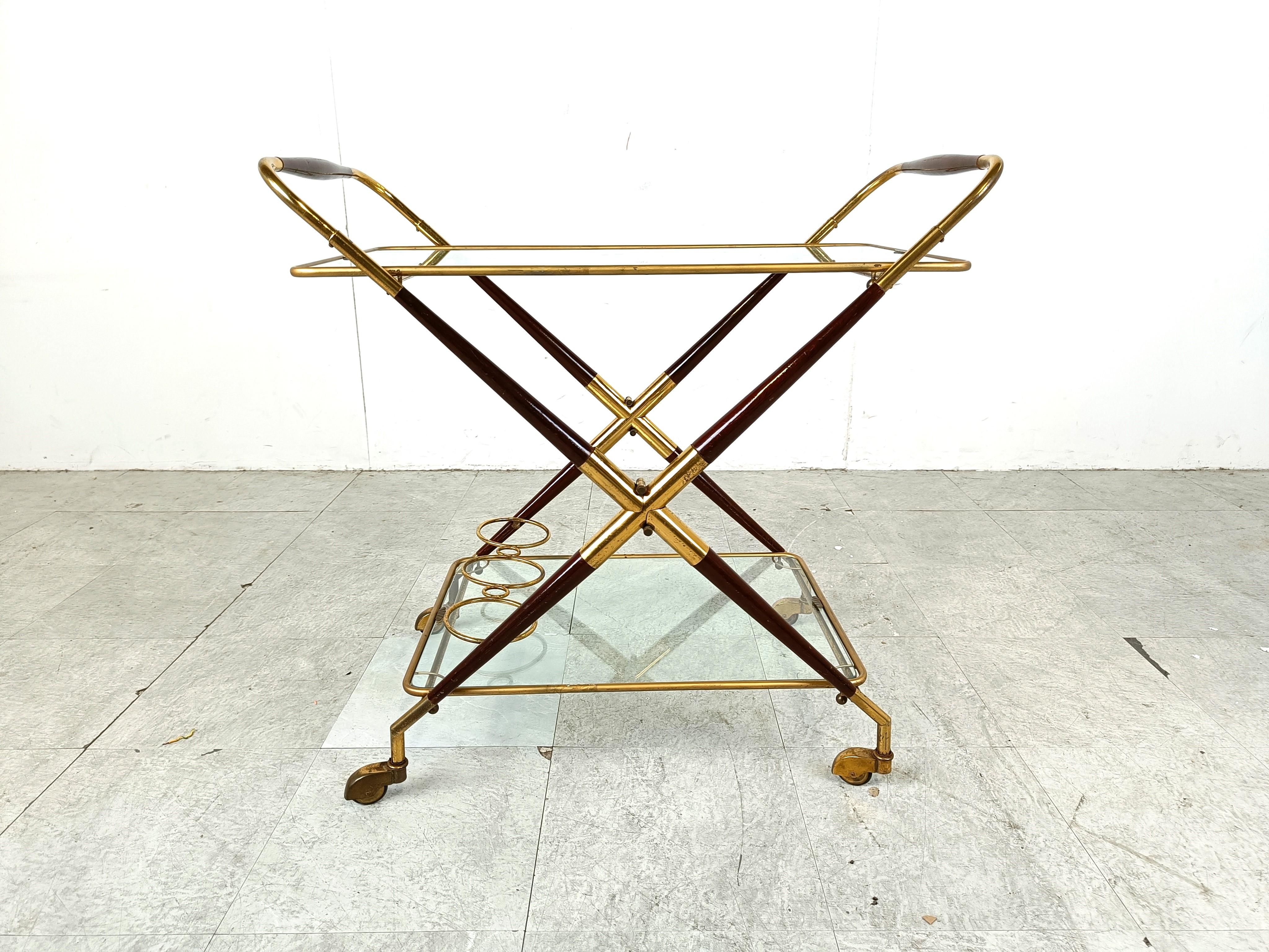 Mid-Century Modern Vintage italian serving trolley by Cesare Lacca, 1950s For Sale