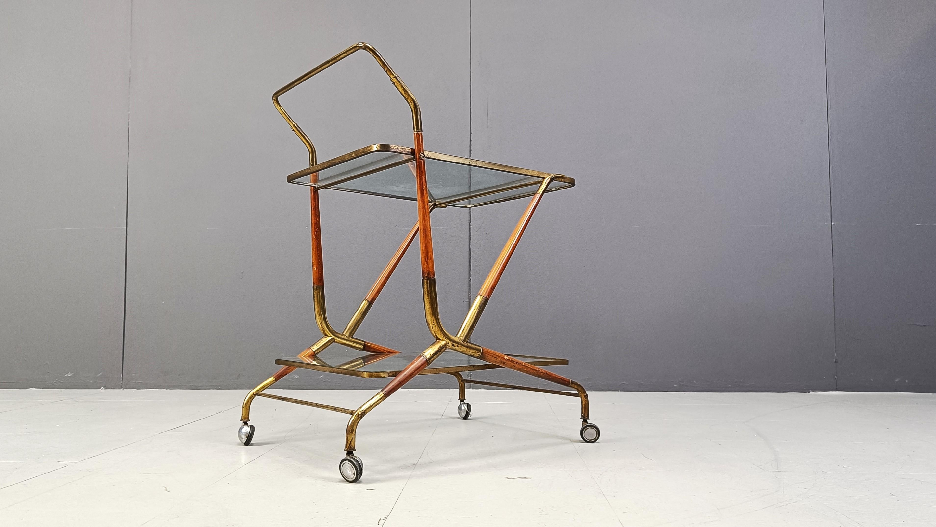 Italienischer Servierwagen im Vintage-Stil von Cesare Lacca, 1950er Jahre (Moderne der Mitte des Jahrhunderts) im Angebot