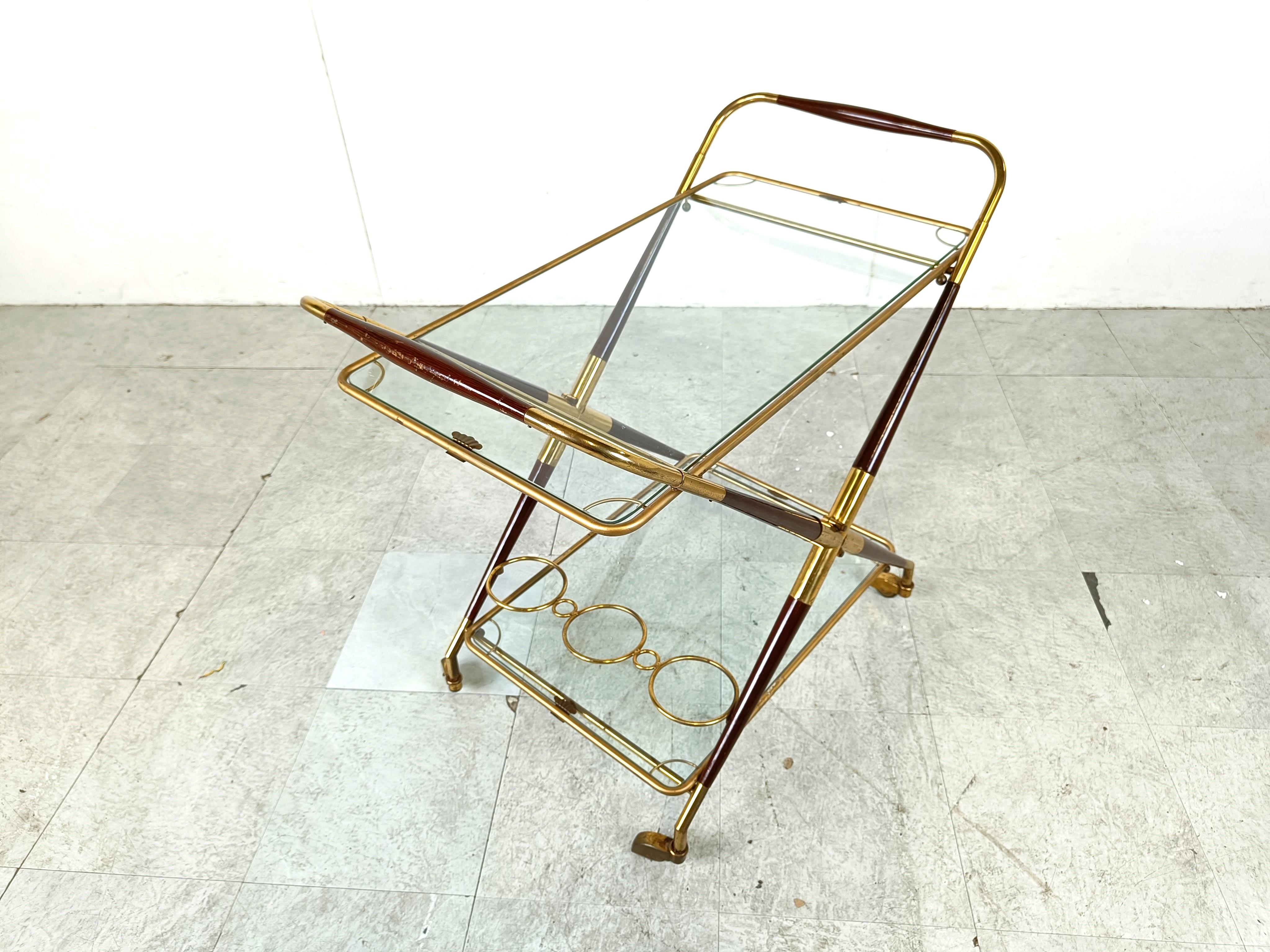 Italian Vintage italian serving trolley by Cesare Lacca, 1950s For Sale