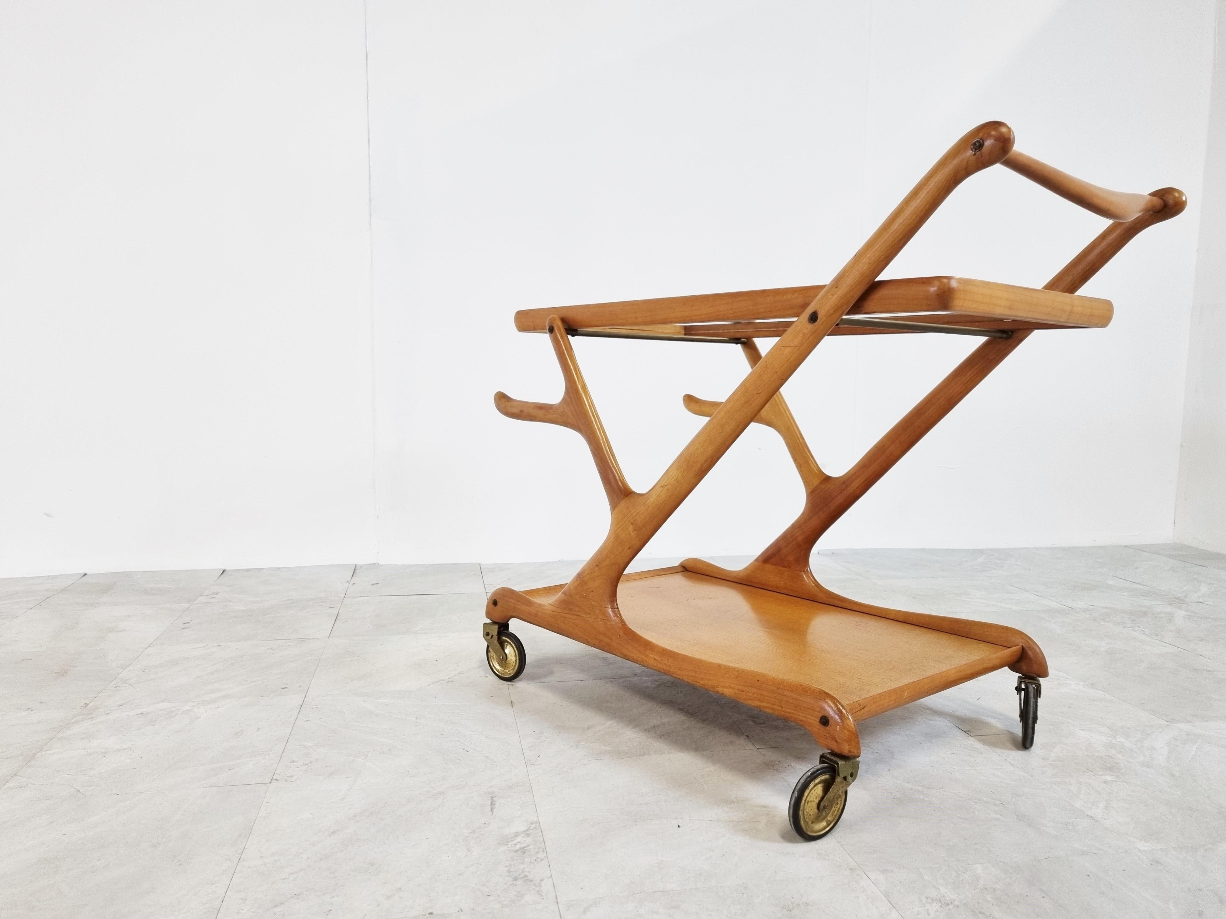 Mid-20th Century Vintage Italian Serving Trolley by Cesare Lacca, 1950s