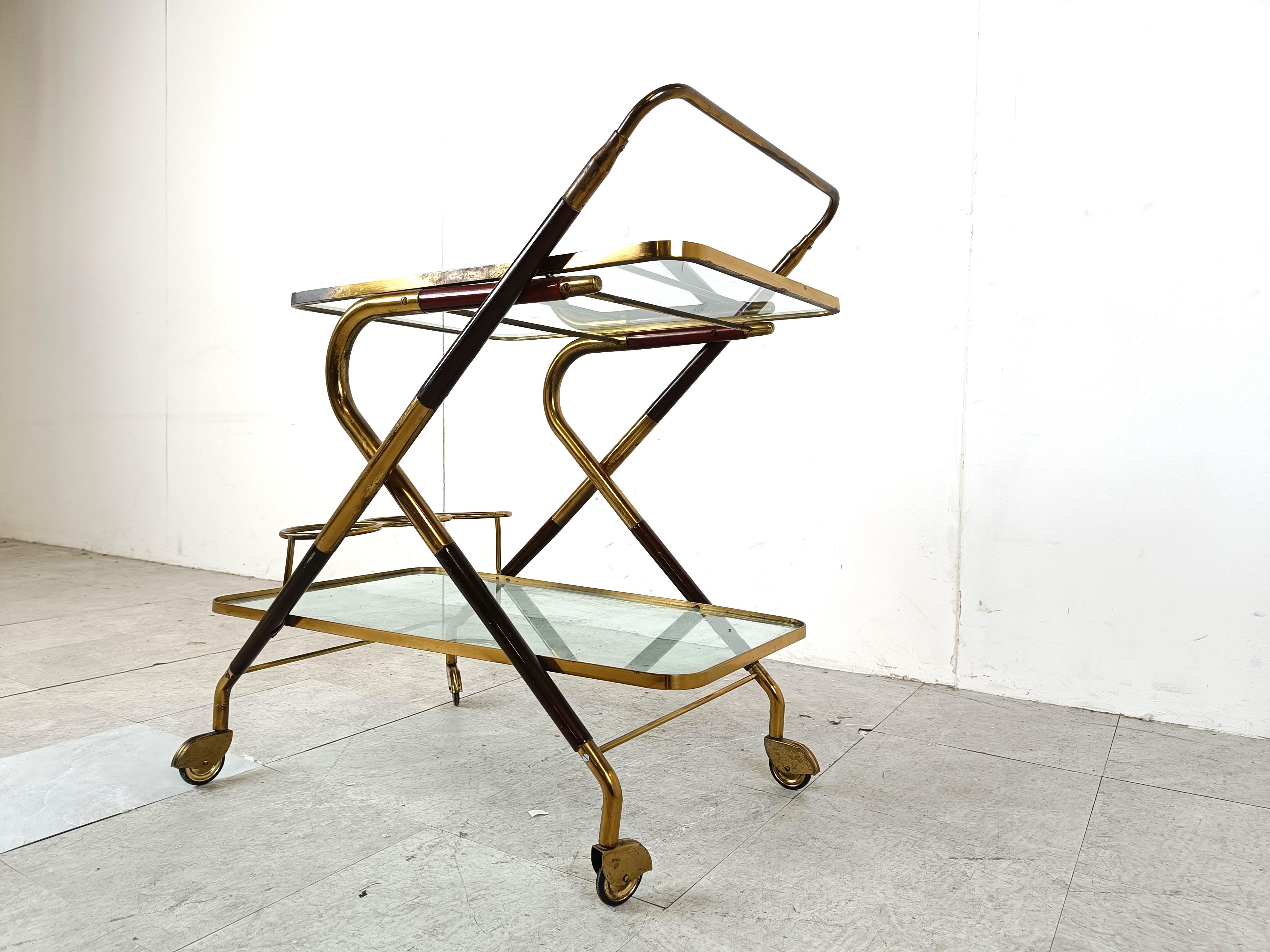 Vintage italian serving trolley by Cesare Lacca, 1950s In Good Condition For Sale In HEVERLEE, BE