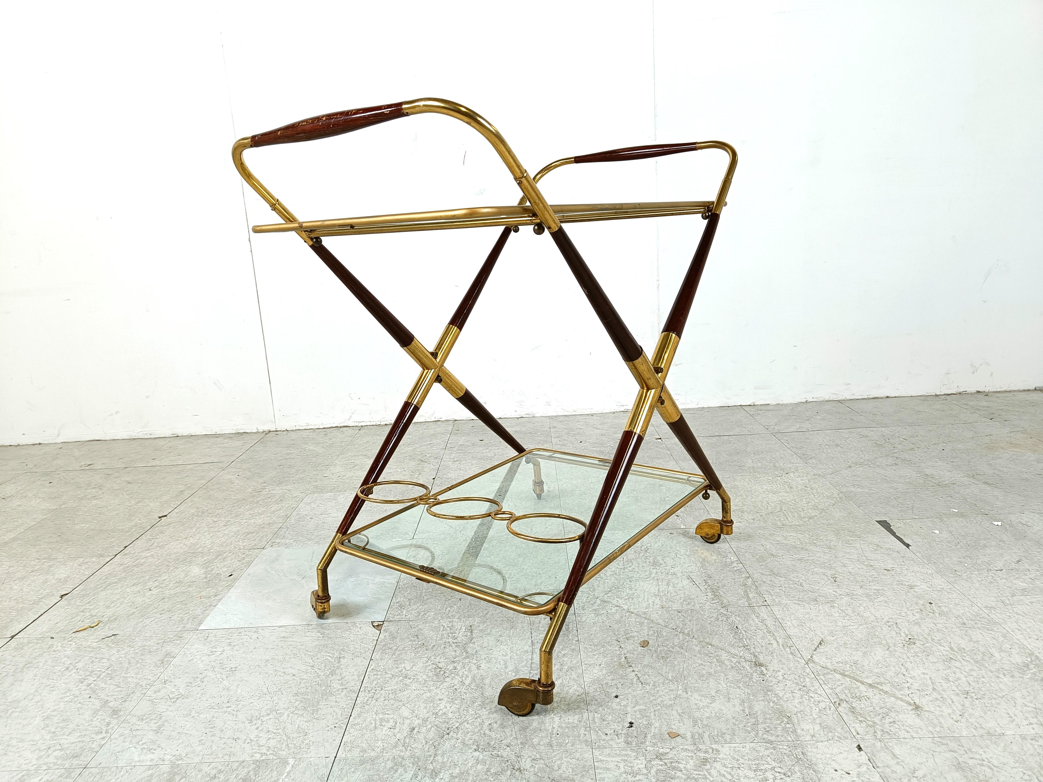 Vintage italian serving trolley by Cesare Lacca, 1950s In Good Condition For Sale In HEVERLEE, BE