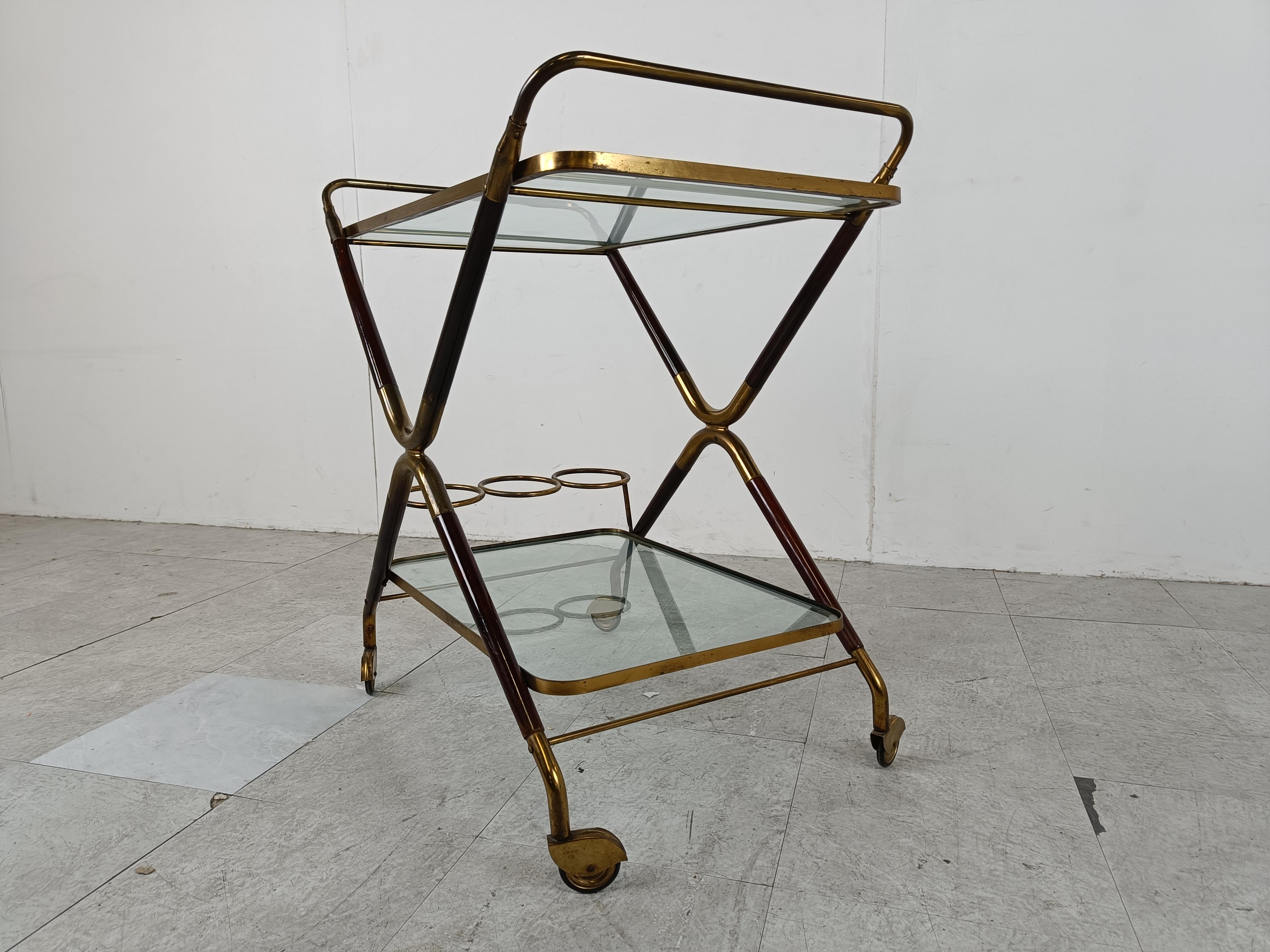 Vintage italian serving trolley by Cesare Lacca, 1950s  For Sale 1