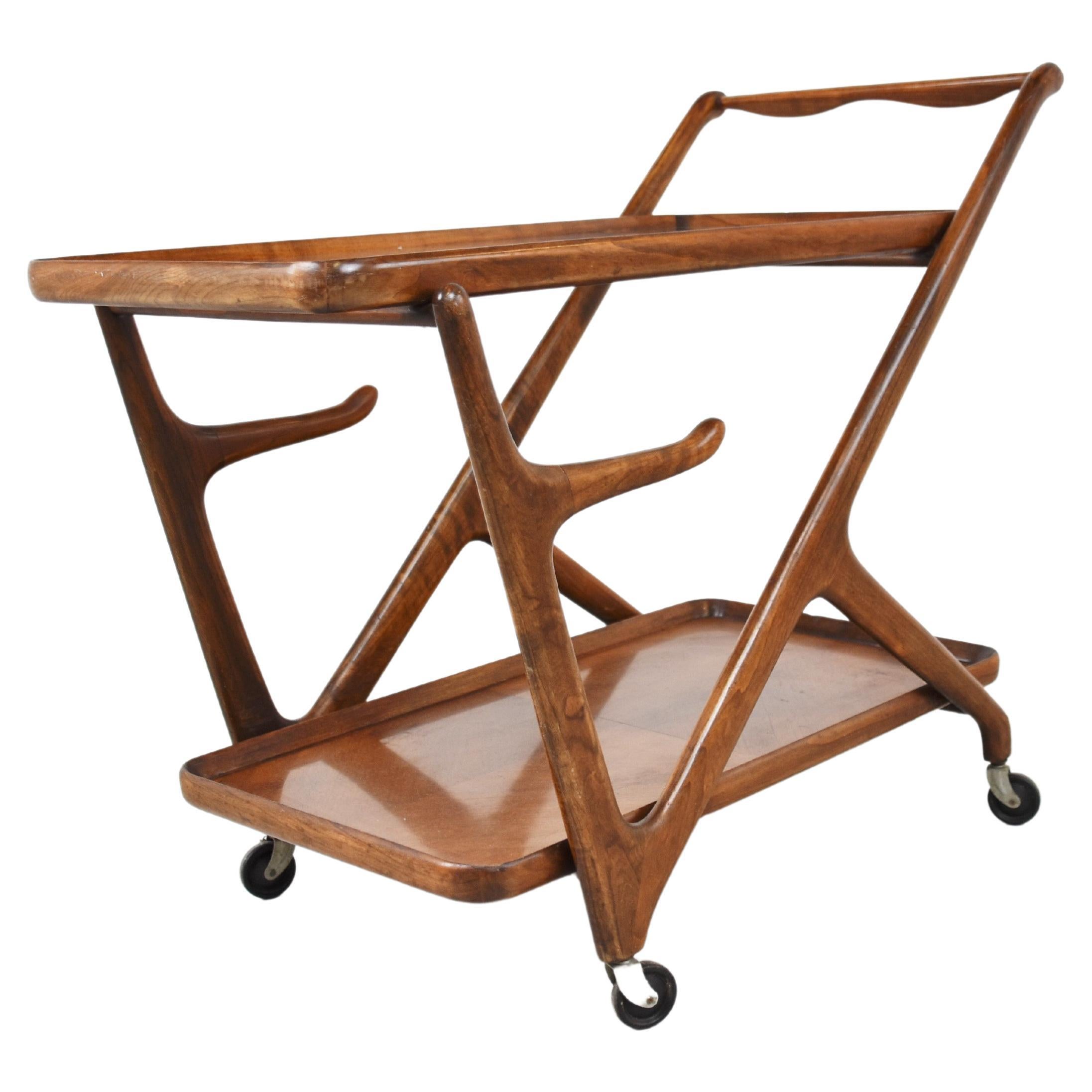 Vintage Italian Serving Trolley by Cesare Lacca, 1950s For Sale