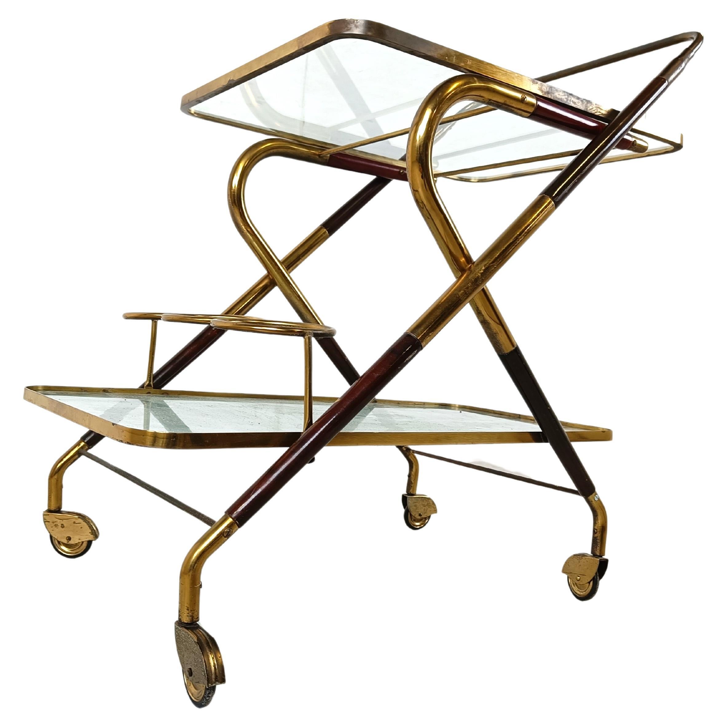 Vintage italian serving trolley by Cesare Lacca, 1950s For Sale