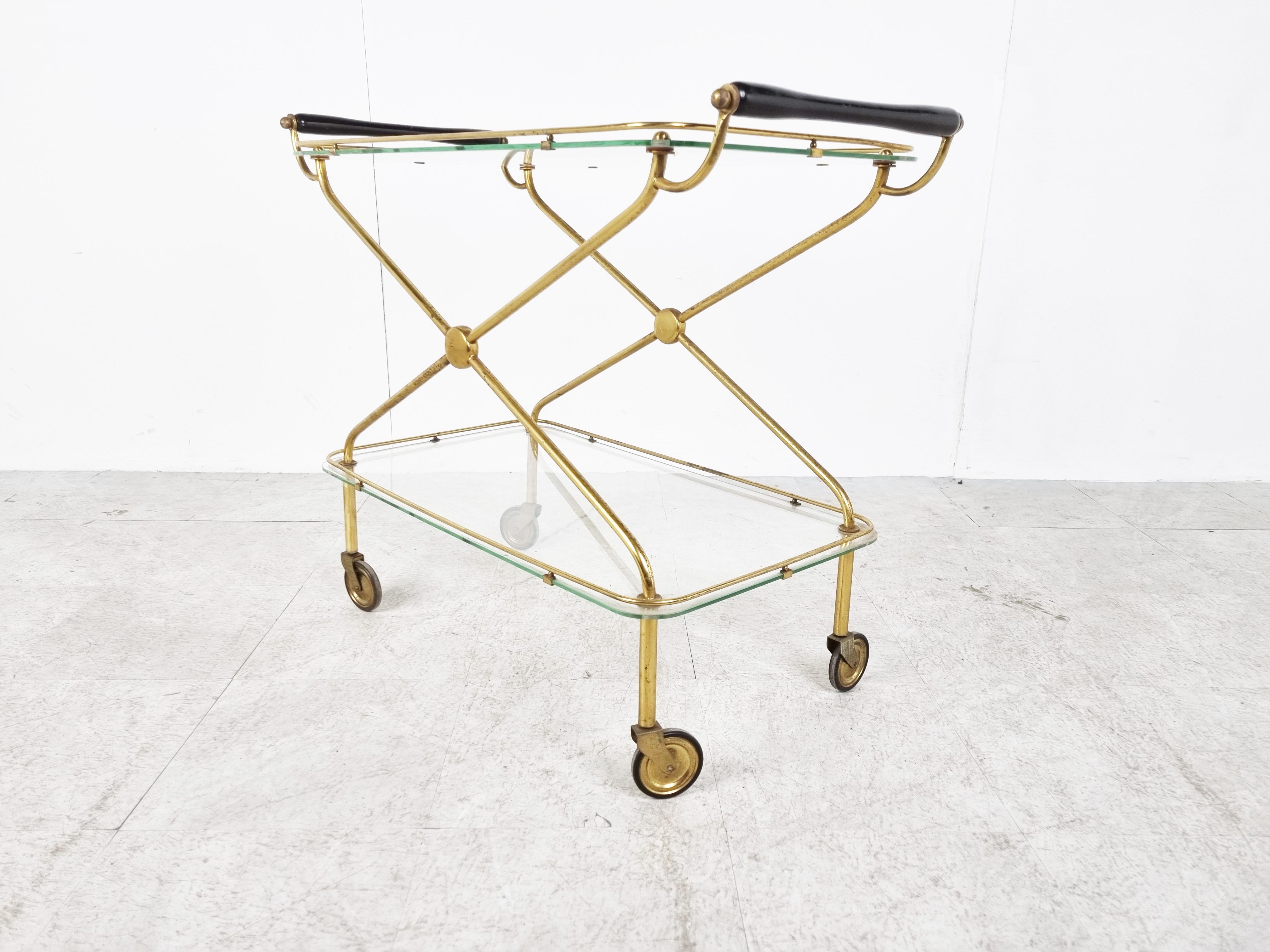 Vintage Italian Serving Trolley by Cesare Lacca, 1960s In Good Condition In HEVERLEE, BE