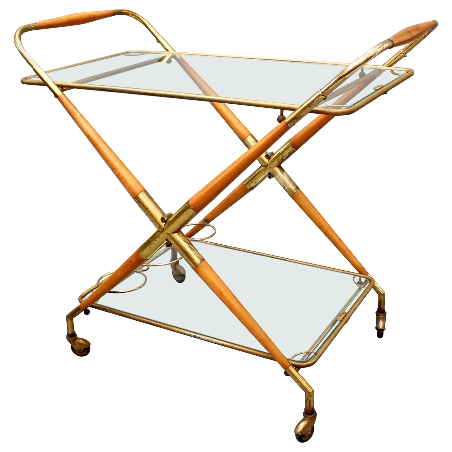 Vintage Italian Serving Trolley or Bar Cart by Cesare Lacca, circa 1950s