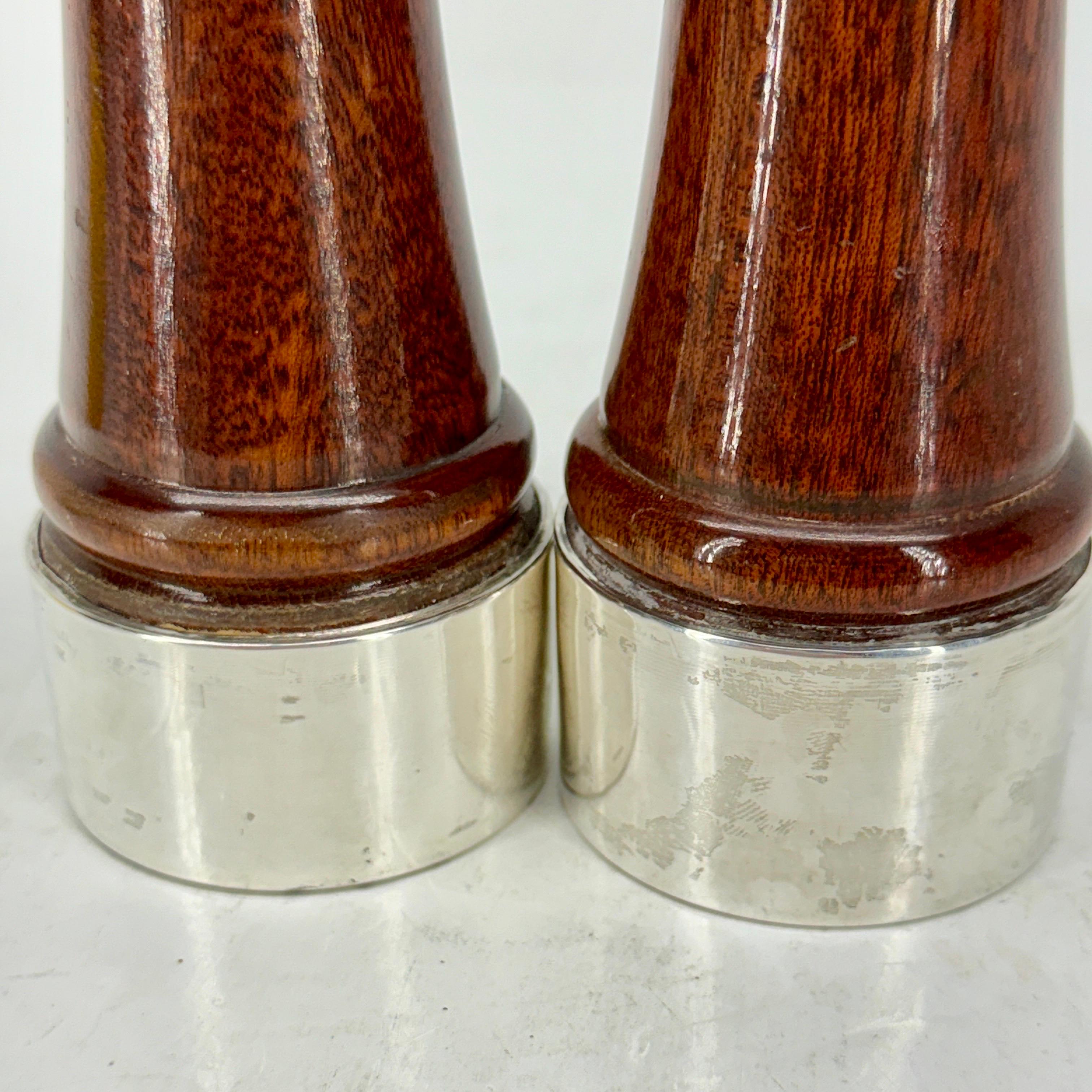 Vintage Italian Set of Salt and Pepper Silver Grinder Mills For Sale 4