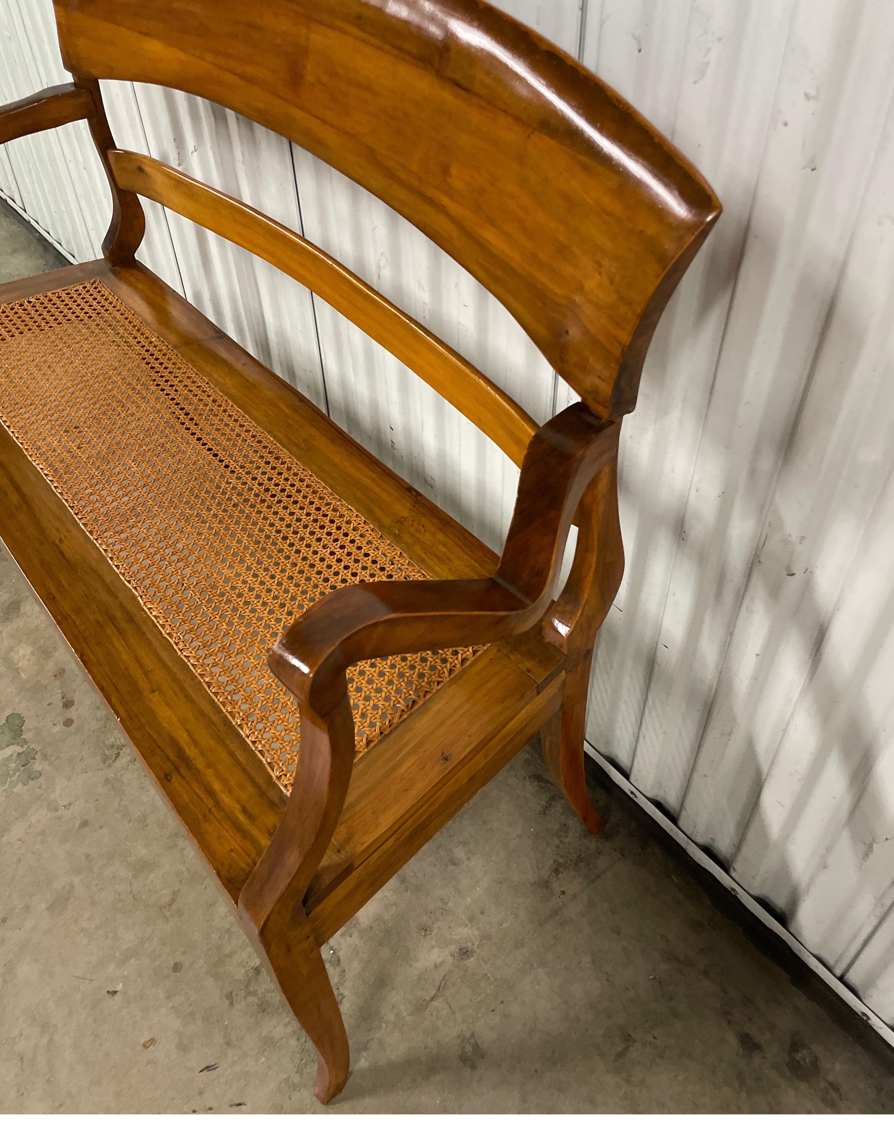 Vintage Italian Settee with Caned Seat 1