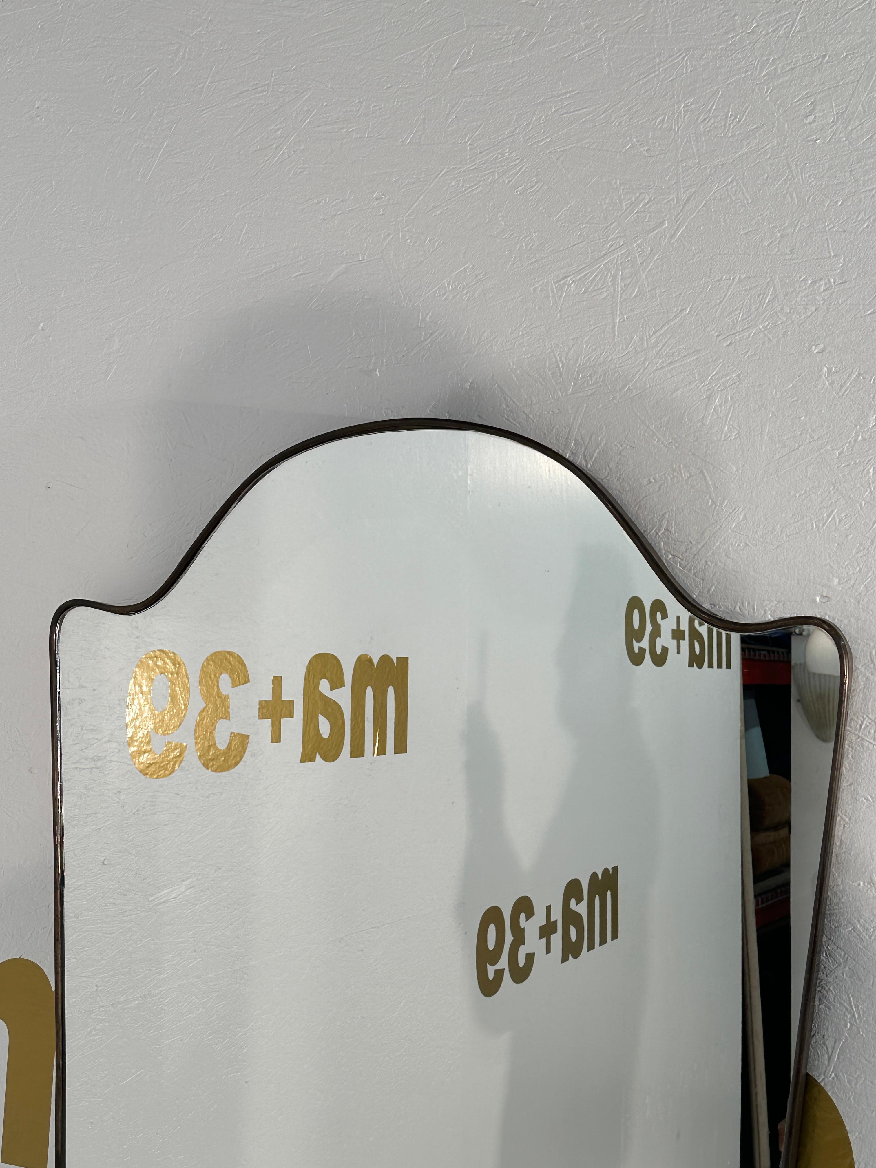 Mid-Century Modern Vintage Italian Shield Wall Mirror 1970s For Sale
