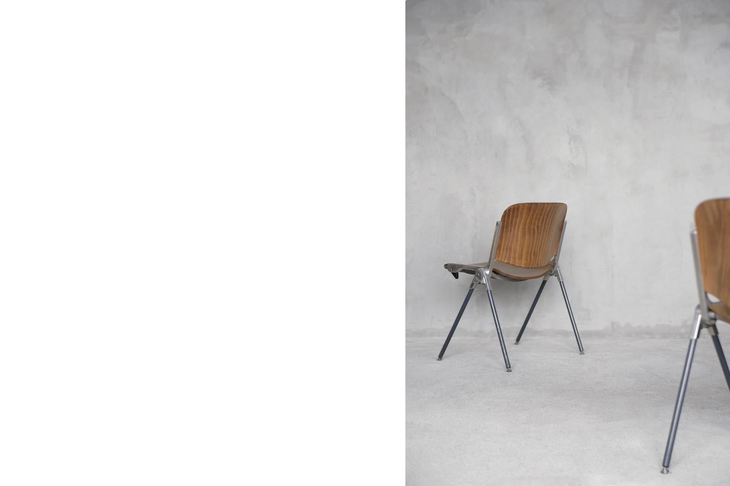 Vintage Mid-century Modern Italian Industrial Wood Side Chair, 1960s, Set of 2 In Good Condition In Warszawa, Mazowieckie