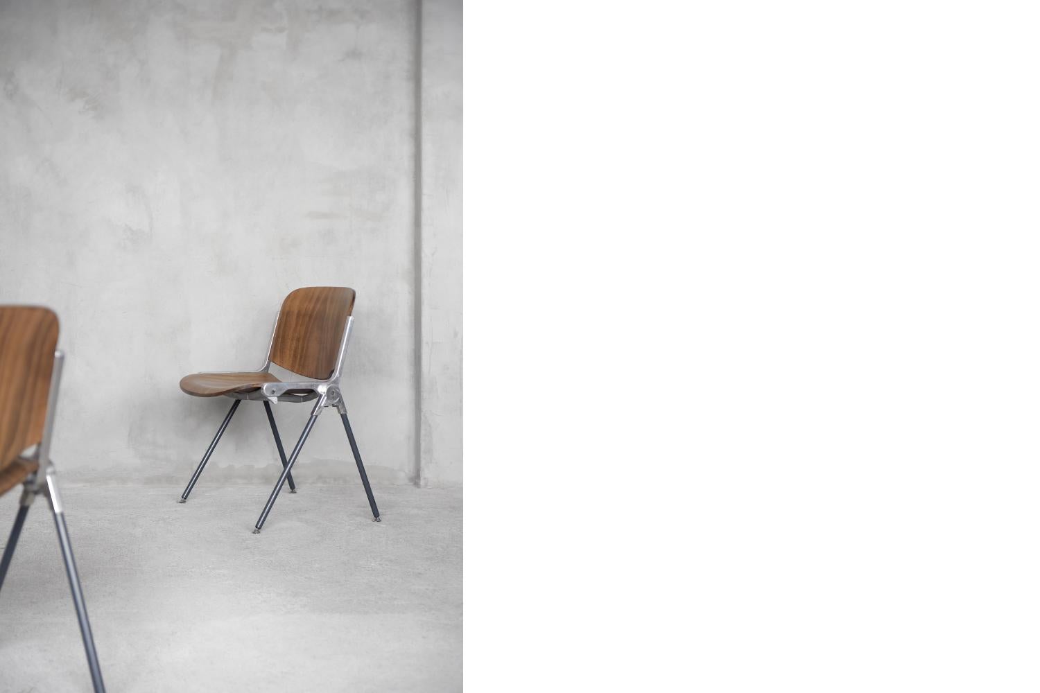 Vintage Mid-century Modern Italian Industrial Wood Side Chair, 1960s, Set of 2 1