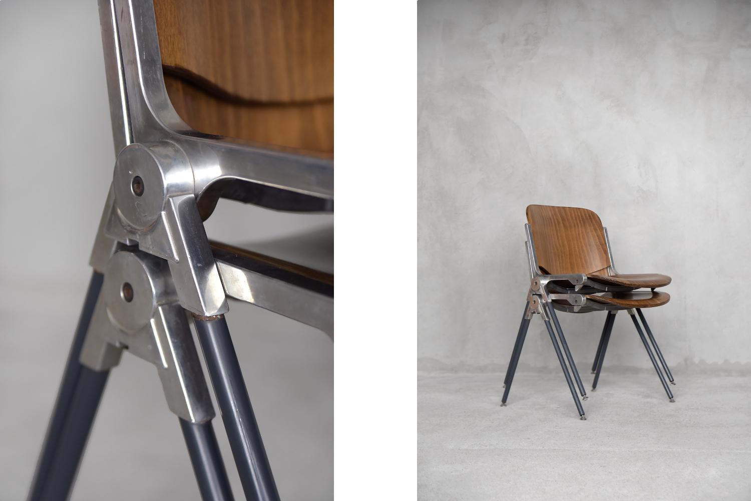Vintage Mid-century Modern Italian Industrial Wood Side Chair, 1960s, Set of 2 2