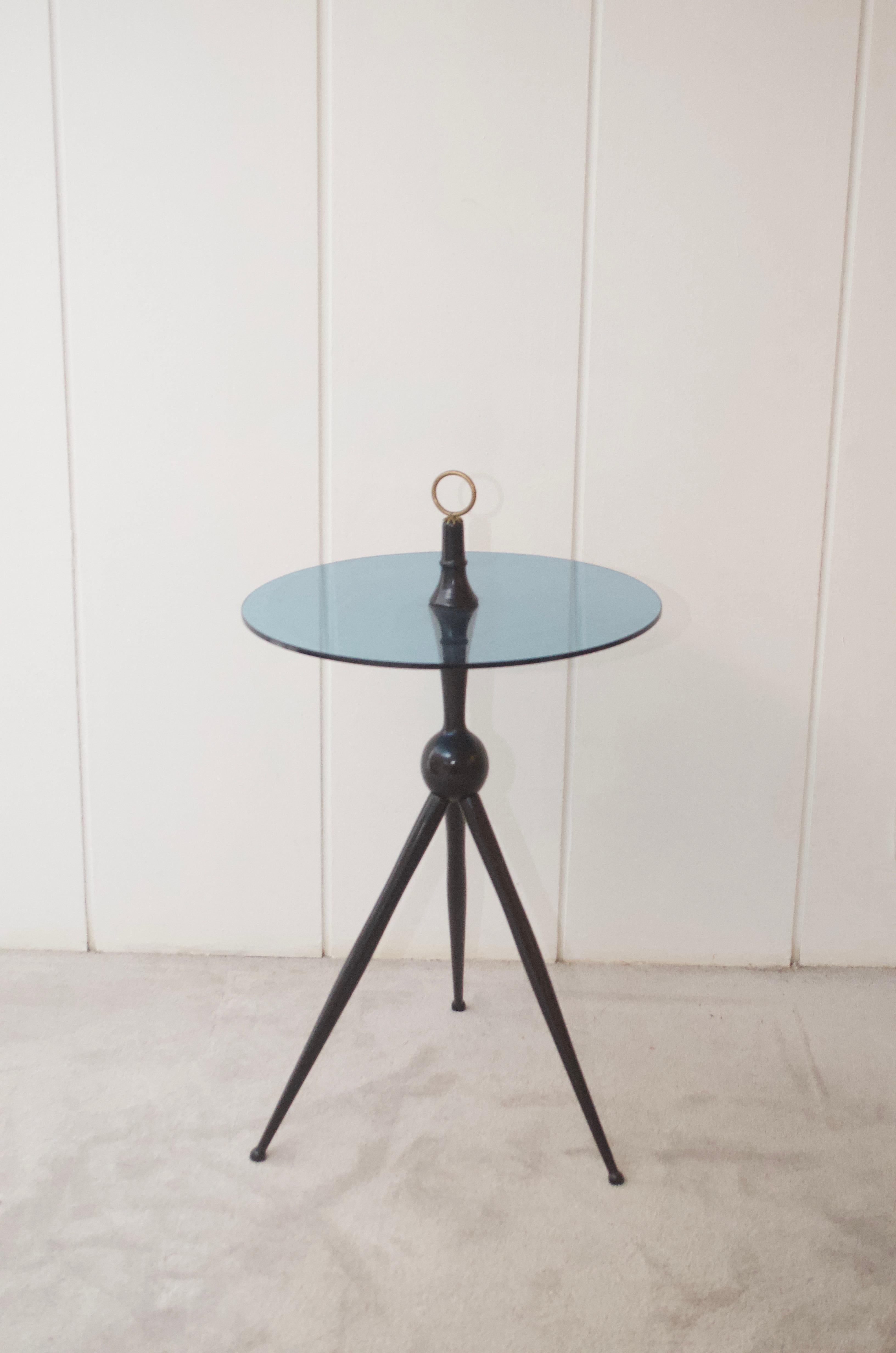 Tavolino vintage italiano, anni '50 - Wood, ottone e vetro 4