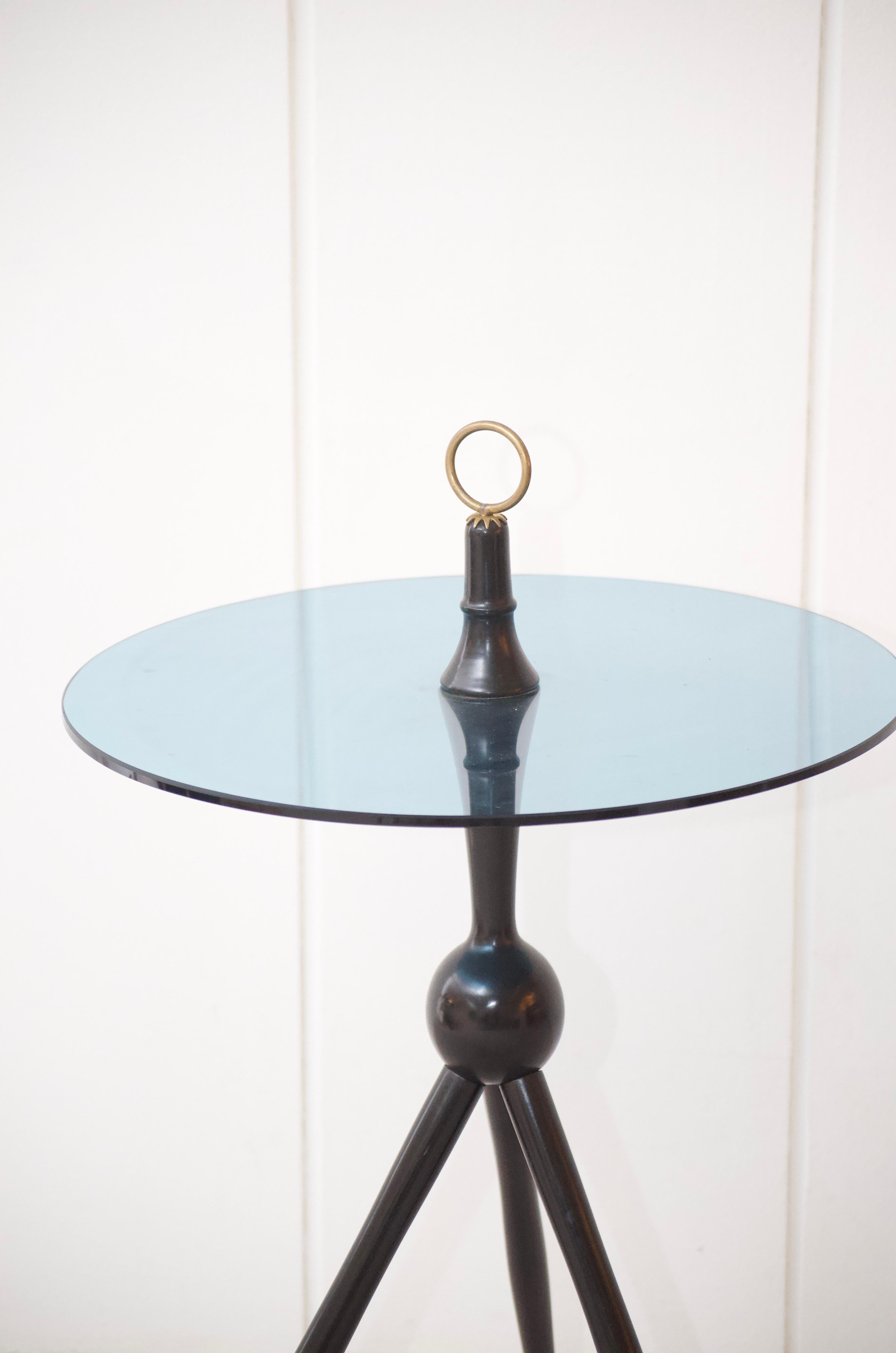 Mid-Century moderno Tavolino vintage italiano, anni '50 - Wood, ottone e vetro