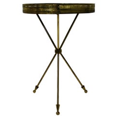 Vintage Italian Side Table Made from Brass and Wood, 1950s