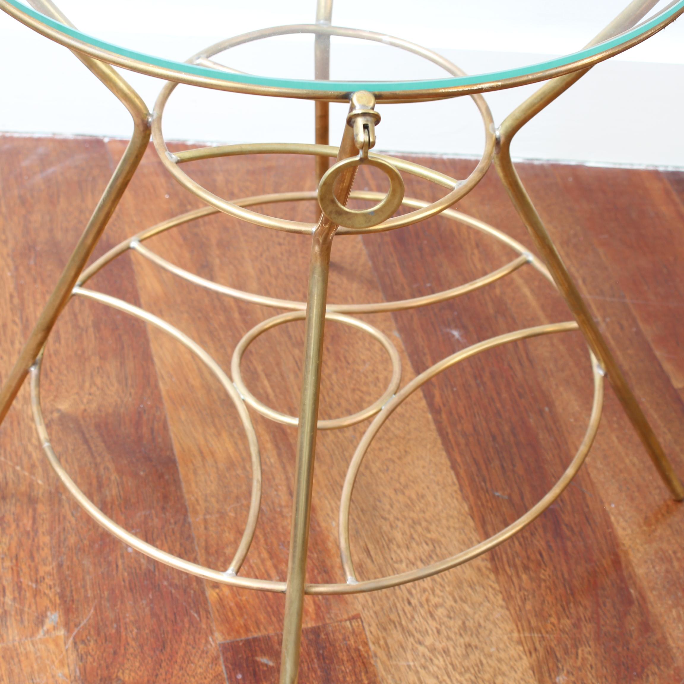 Vintage Italian Side Table with Brass Legs and Glass Top 'circa 1960s' For Sale 6
