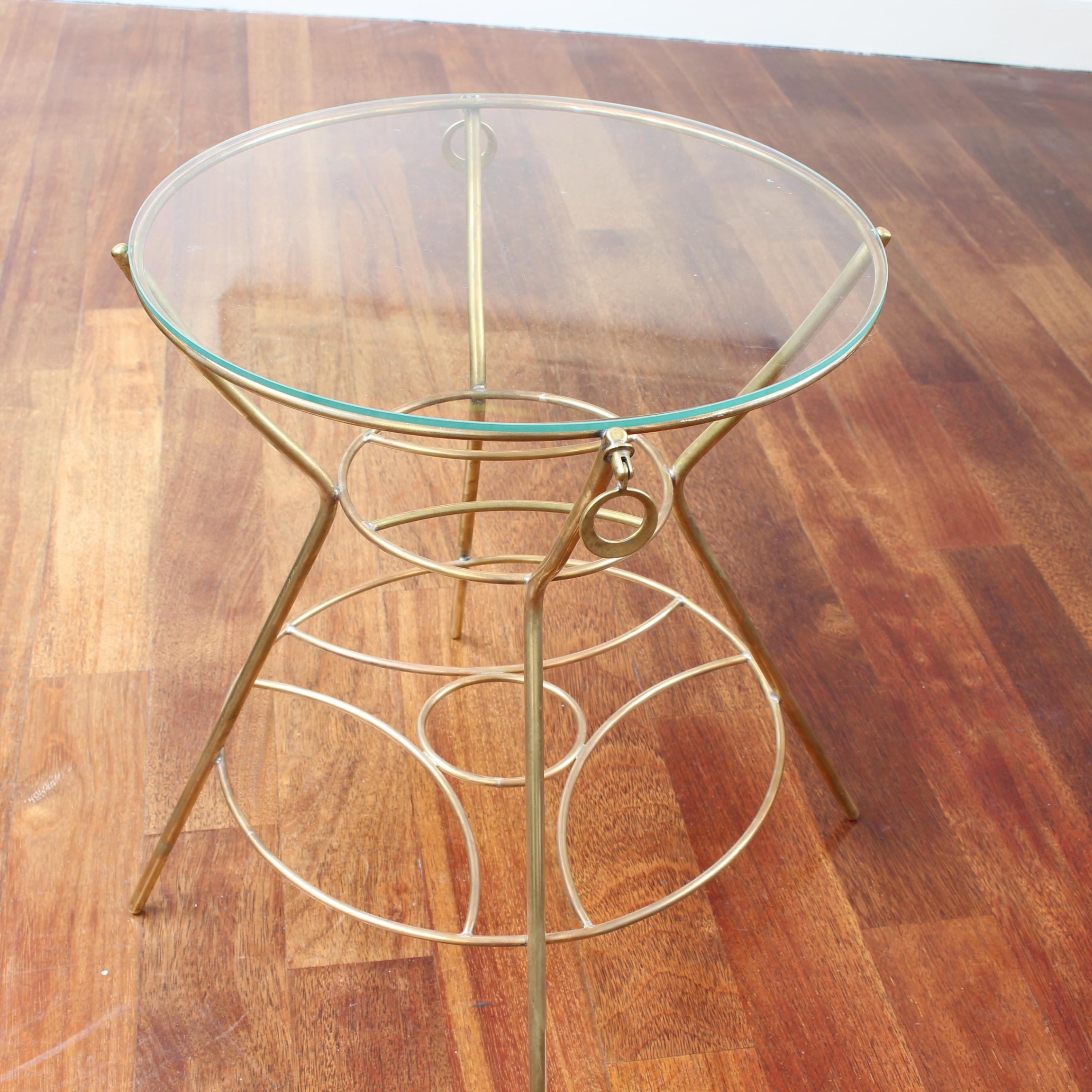 Vintage Italian Side Table with Brass Legs and Glass Top 'circa 1960s' For Sale 7