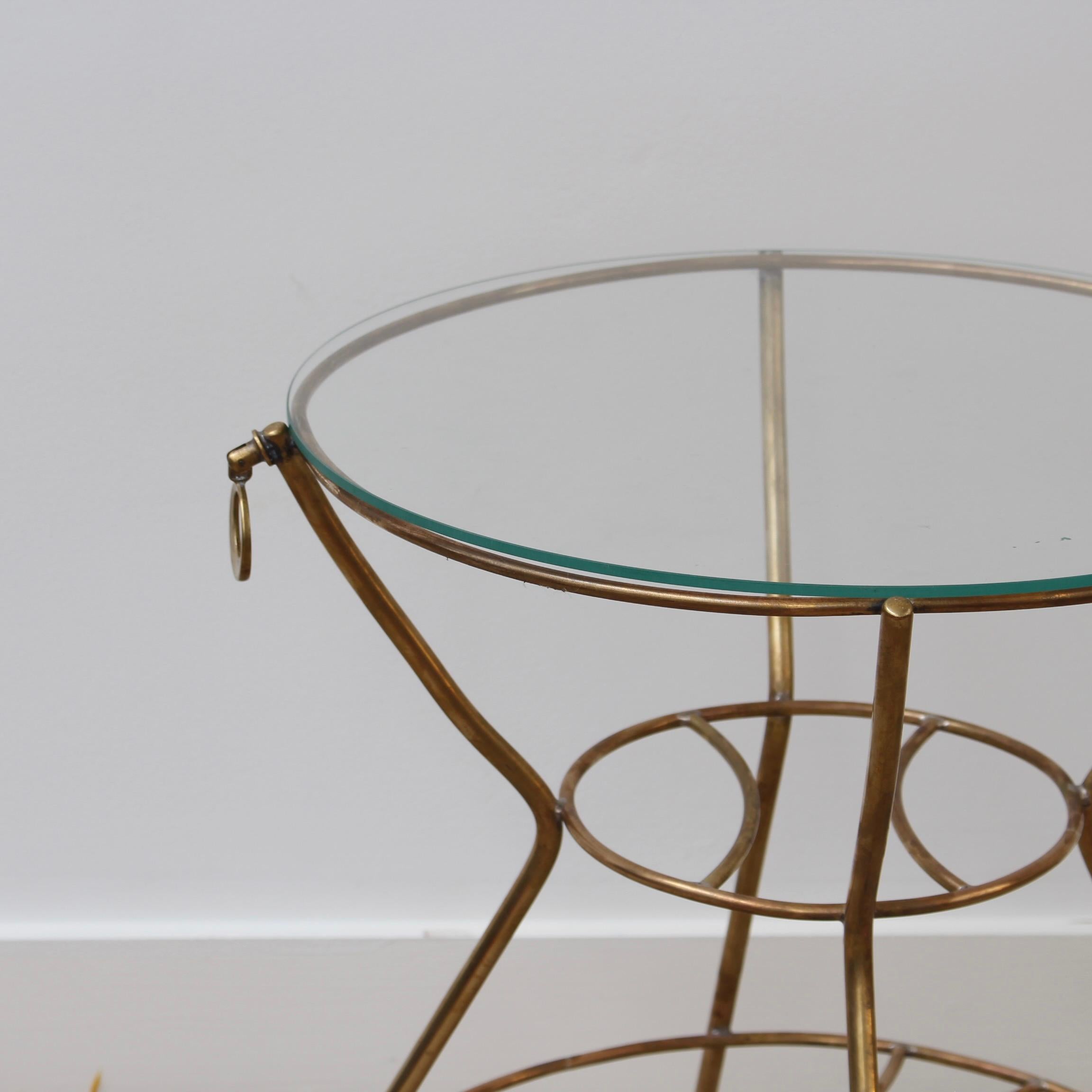 Mid-20th Century Vintage Italian Side Table with Brass Legs and Glass Top 'circa 1960s' For Sale