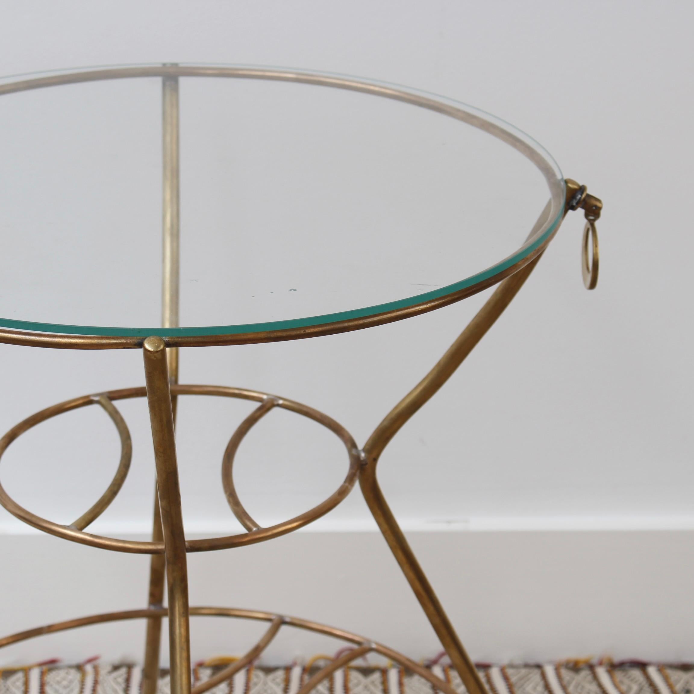 Vintage Italian Side Table with Brass Legs and Glass Top 'circa 1960s' For Sale 1
