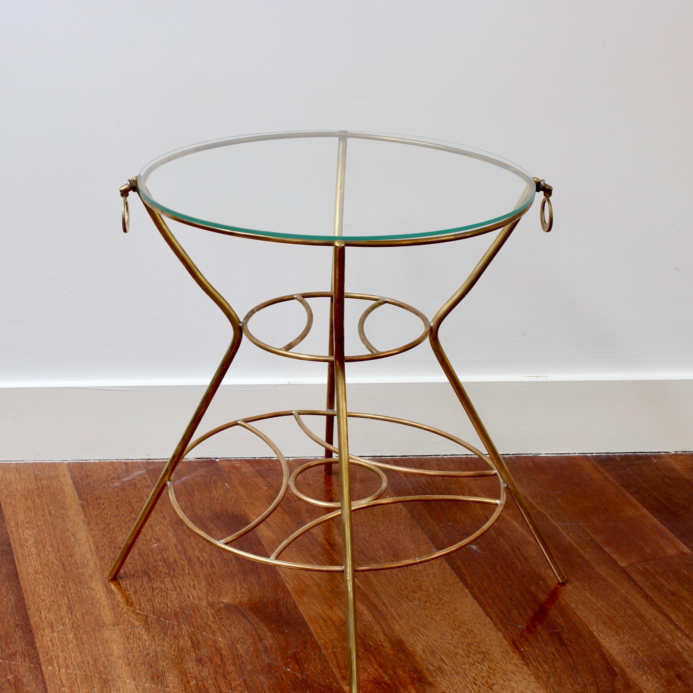 Vintage Italian Side Table with Brass Legs and Glass Top 'circa 1960s' For Sale 2