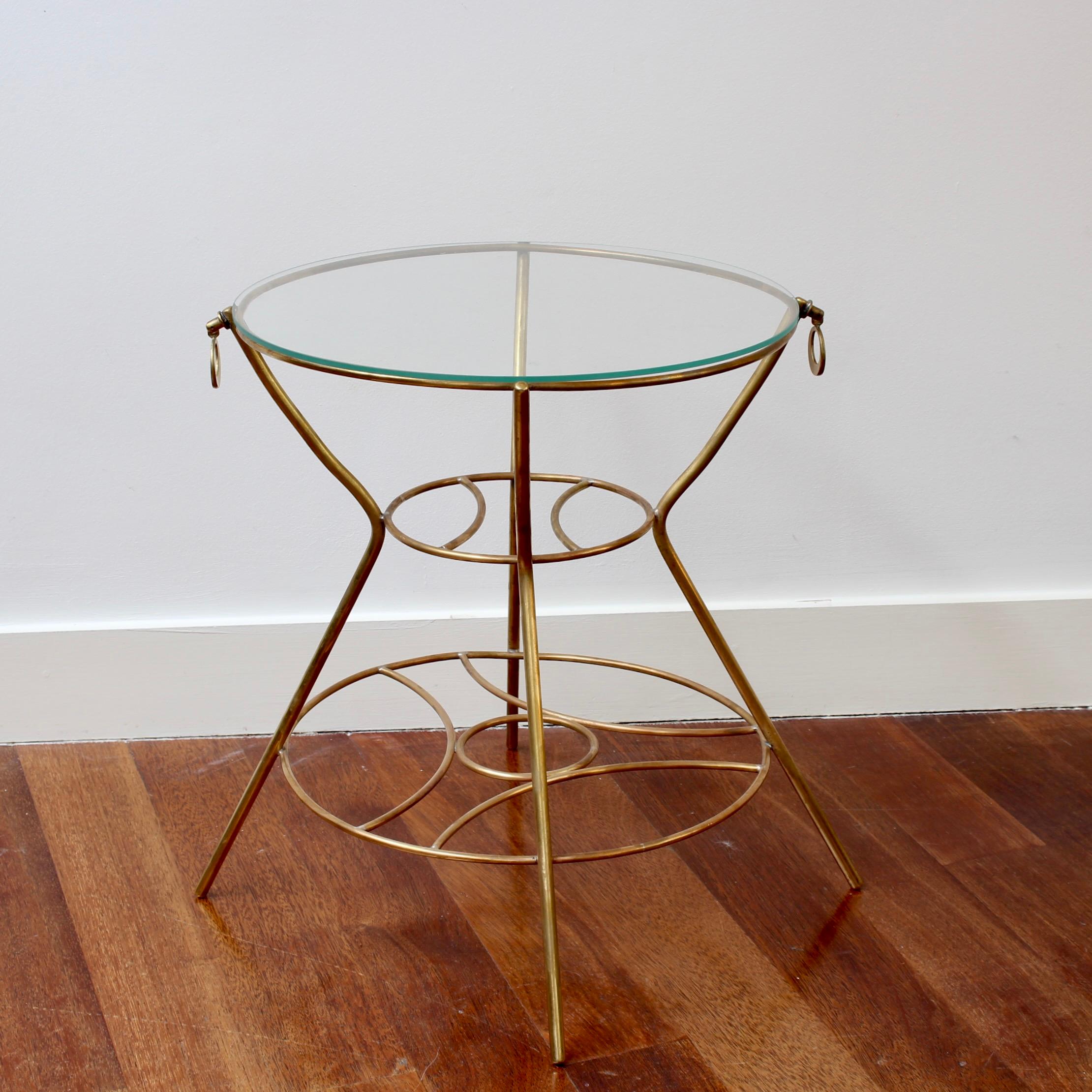 Vintage Italian Side Table with Brass Legs and Glass Top 'circa 1960s' For Sale 3