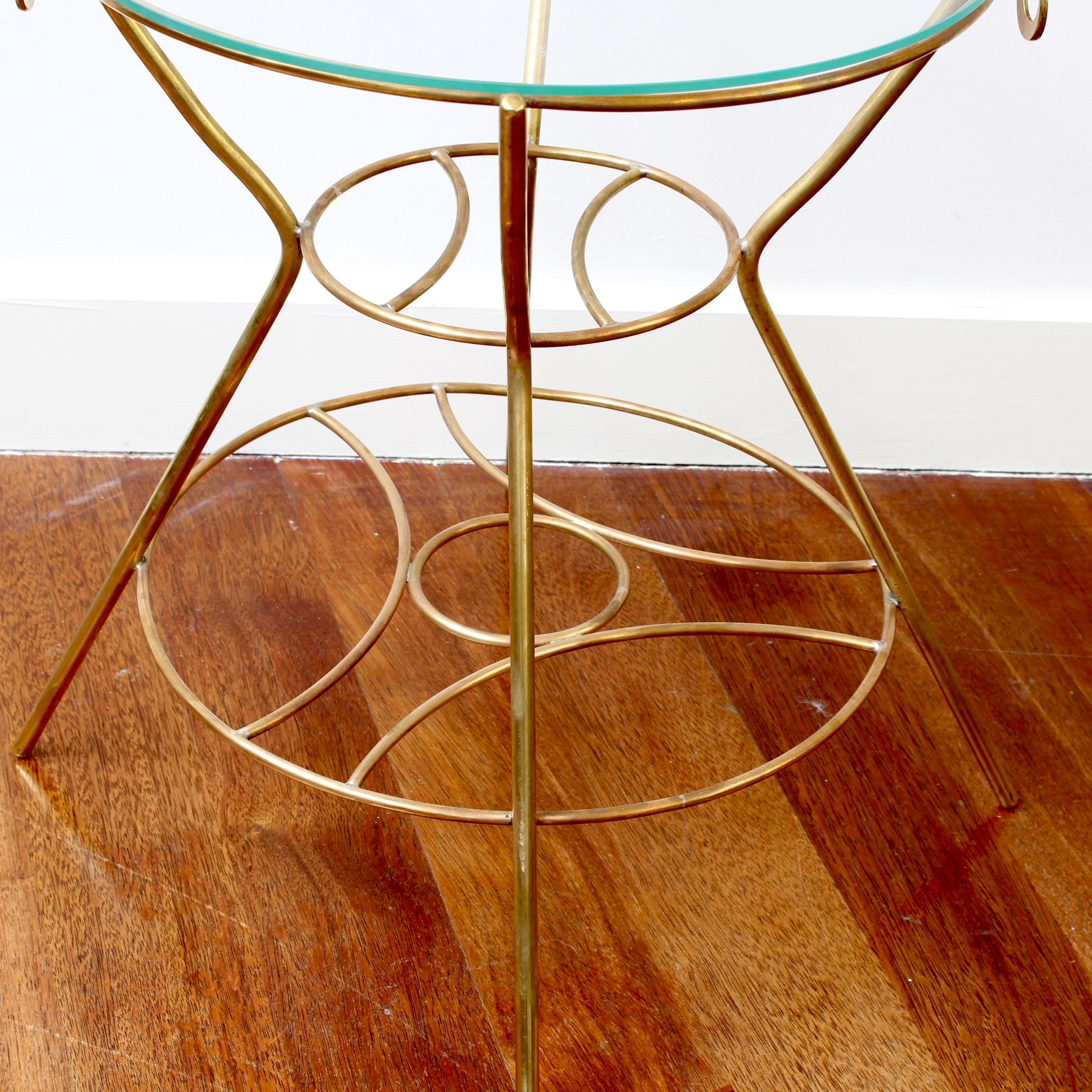 Vintage Italian Side Table with Brass Legs and Glass Top 'circa 1960s' For Sale 4