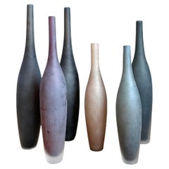 Set di 6 vasi in vetro artistico vintage firmati dall'Italia