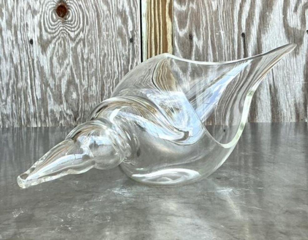 Vintage Italian Firmado Seguso Murano Glass Concha Grande siglo XX en venta
