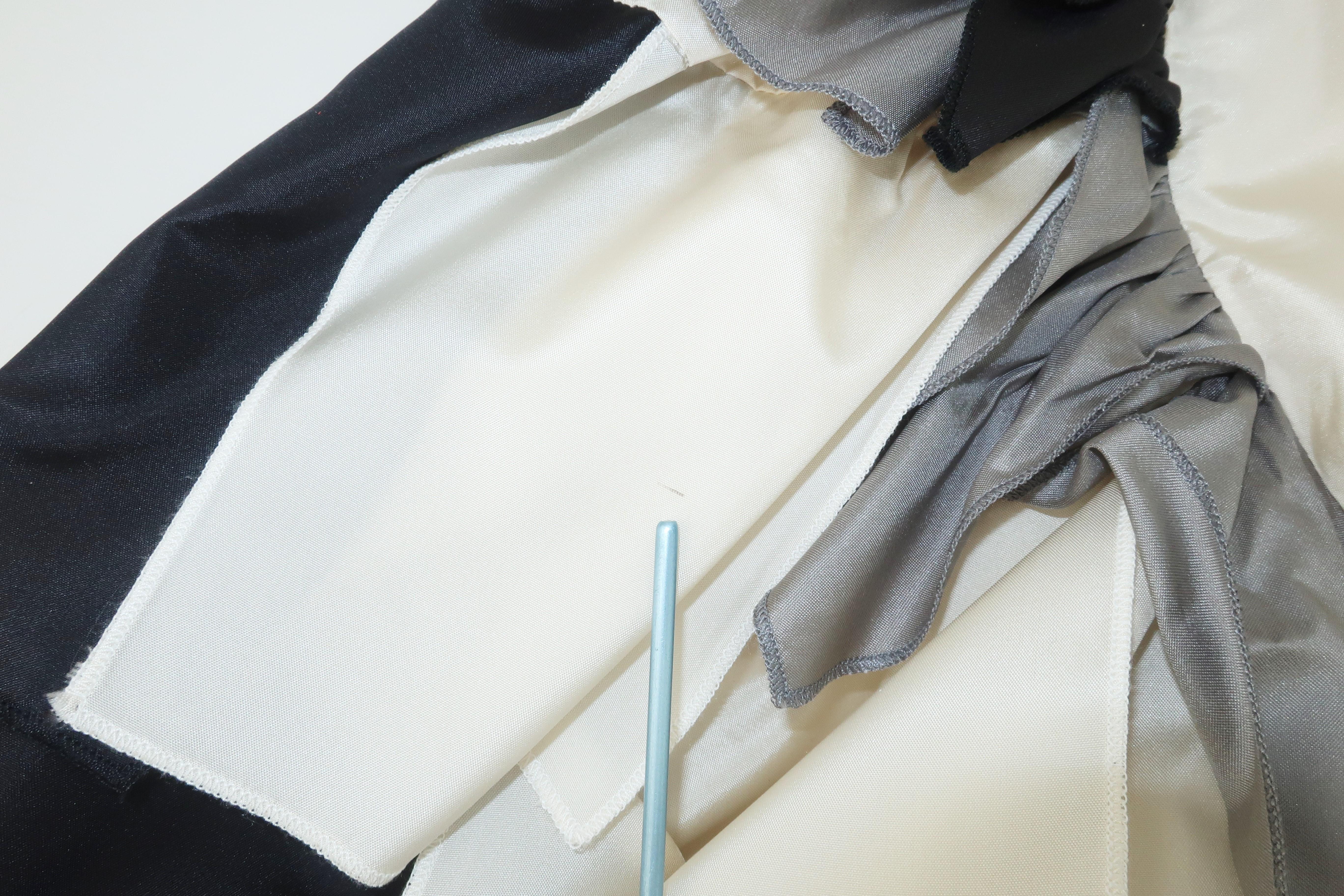 Vintage Italian Silk Black, White & Gray 'Confetti' Blouse 8