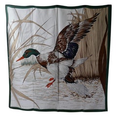 Vintage Italian Silk Scarf “Mallard Duck Landing” 