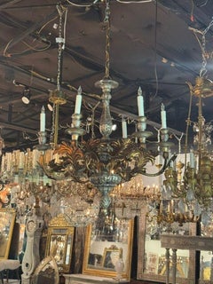 Vintage Italian Silver and Gold Leaf Chandelier