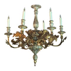 Vintage Italian Silver and Gold Leaf Chandelier