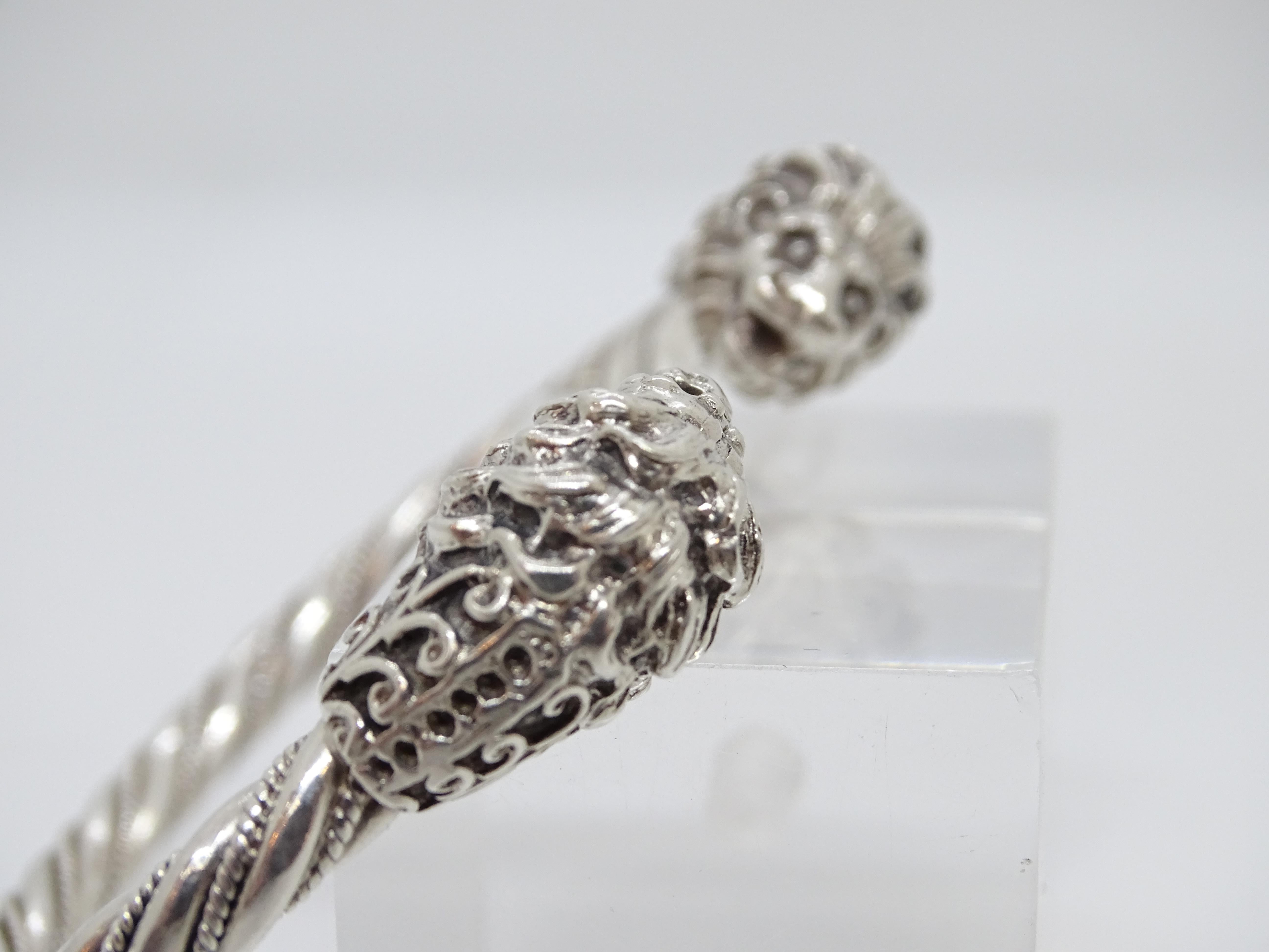 Bracciale d'argento italiano vintage / bangle Teste di leone Argento 925 in vendita 5