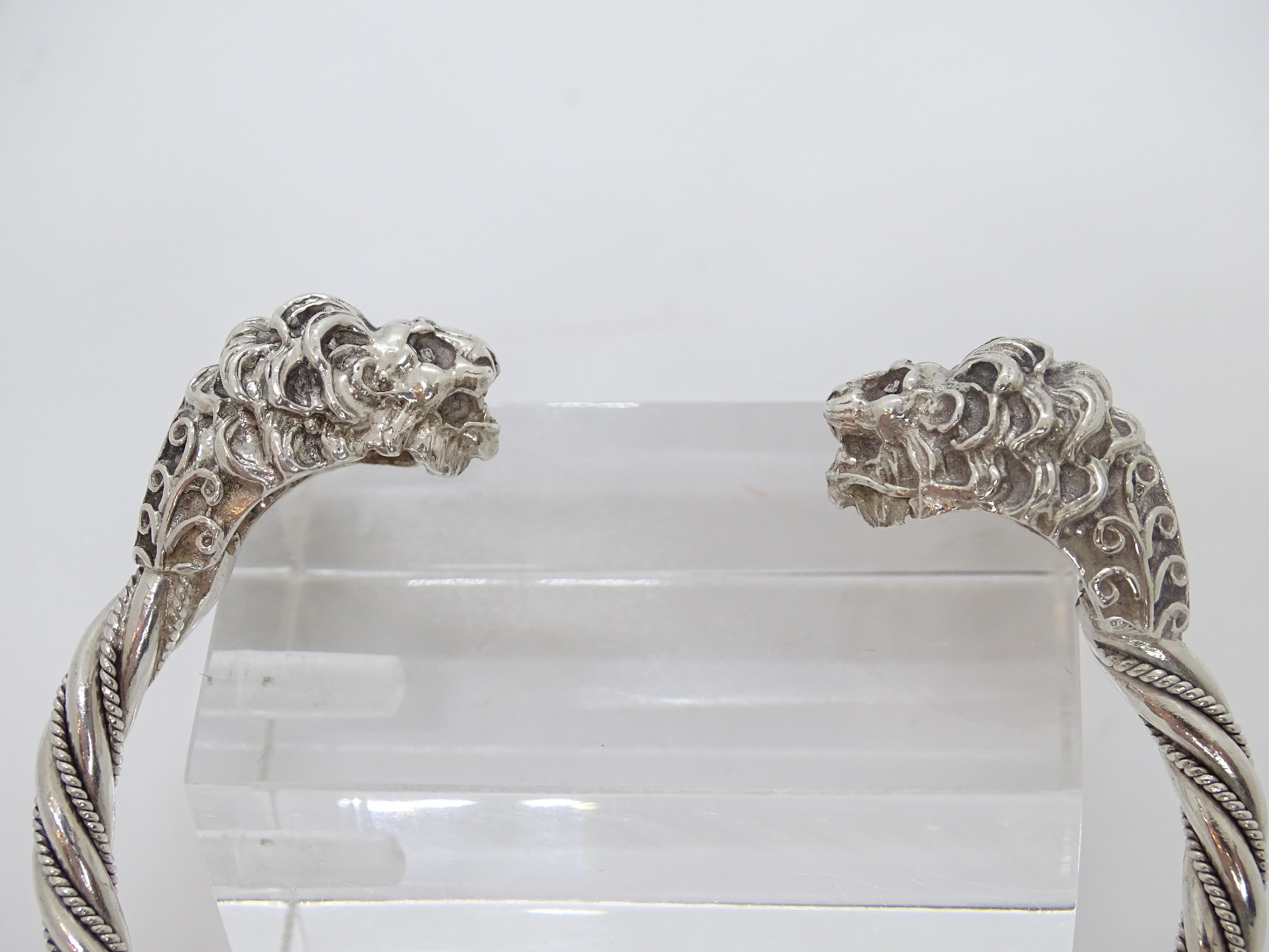 Bracciale d'argento italiano vintage / bangle Teste di leone Argento 925 in vendita 7