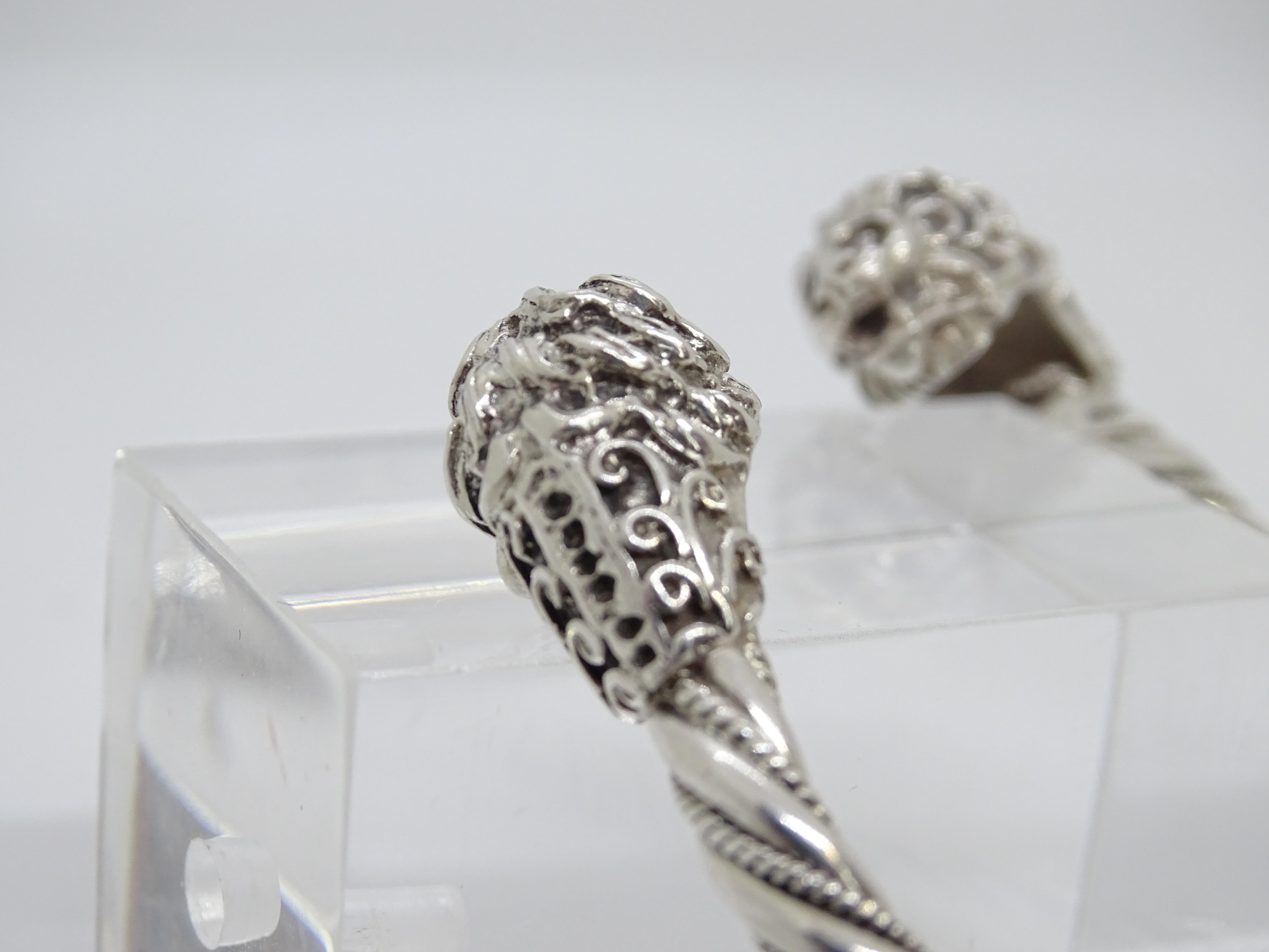 Bracciale d'argento italiano vintage / bangle Teste di leone Argento 925 in vendita 8