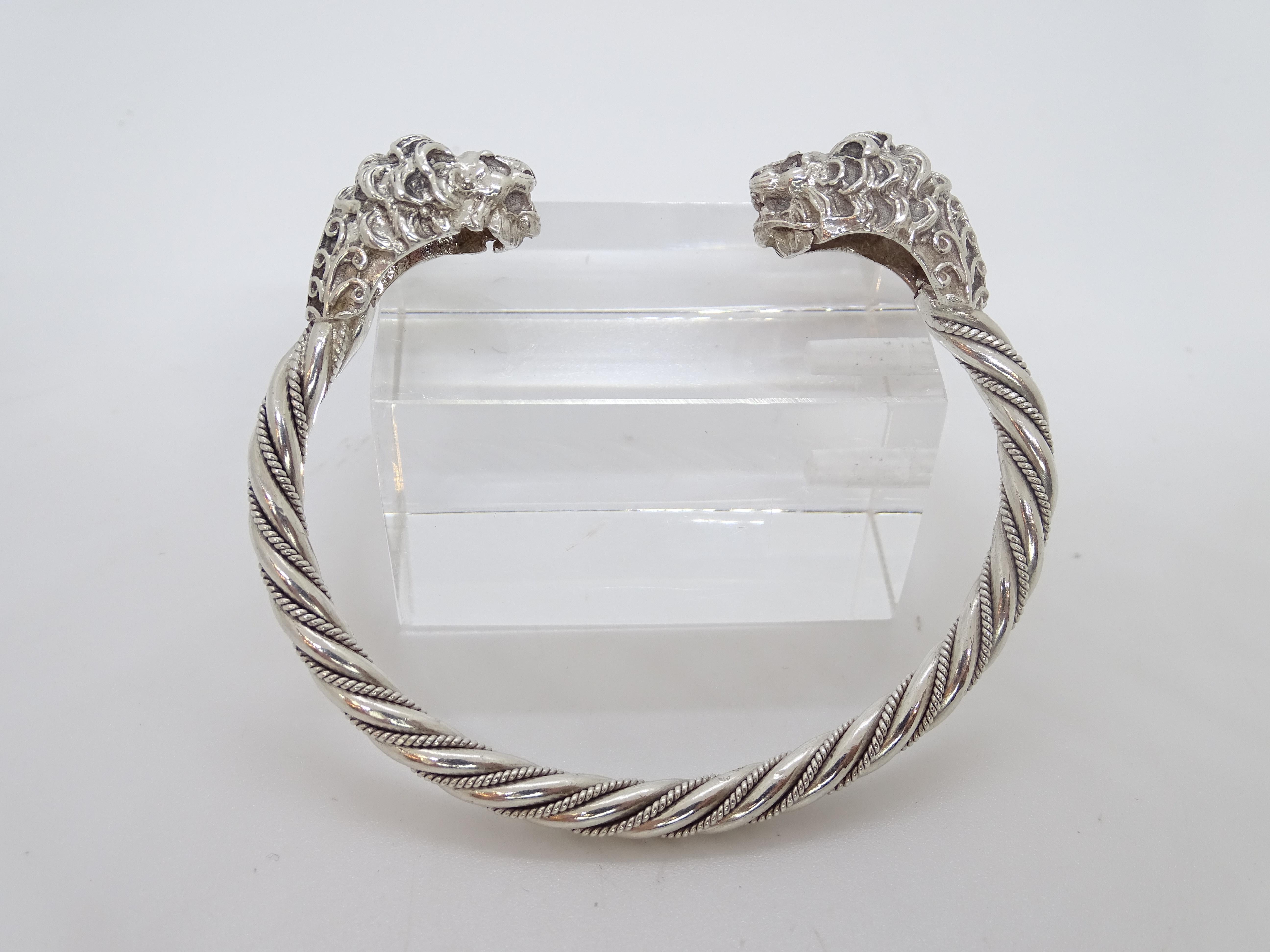 Bracciale d'argento italiano vintage / bangle Teste di leone Argento 925 in vendita 13
