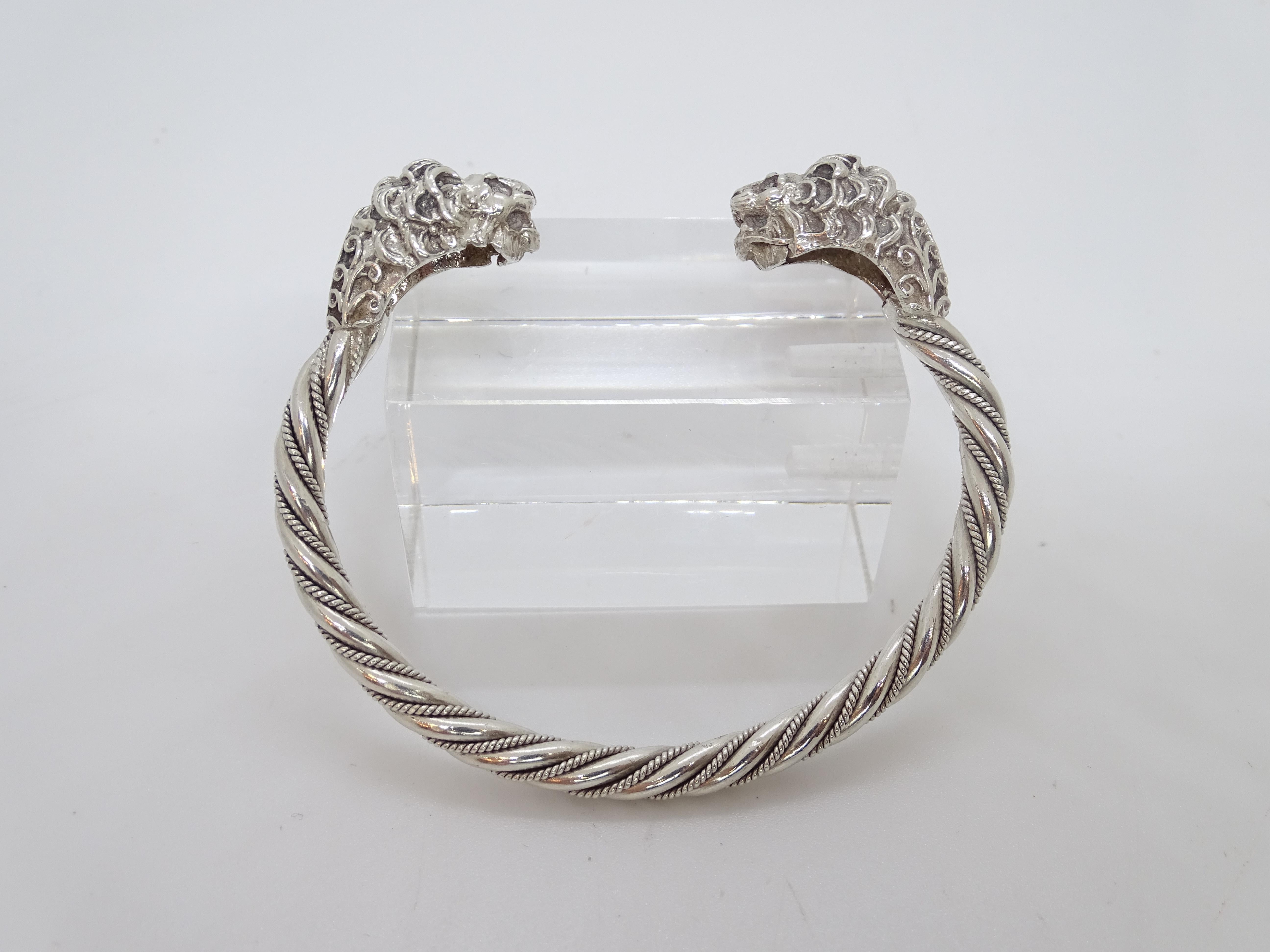 Bracciale d'argento italiano vintage / bangle Teste di leone Argento 925 in vendita 14