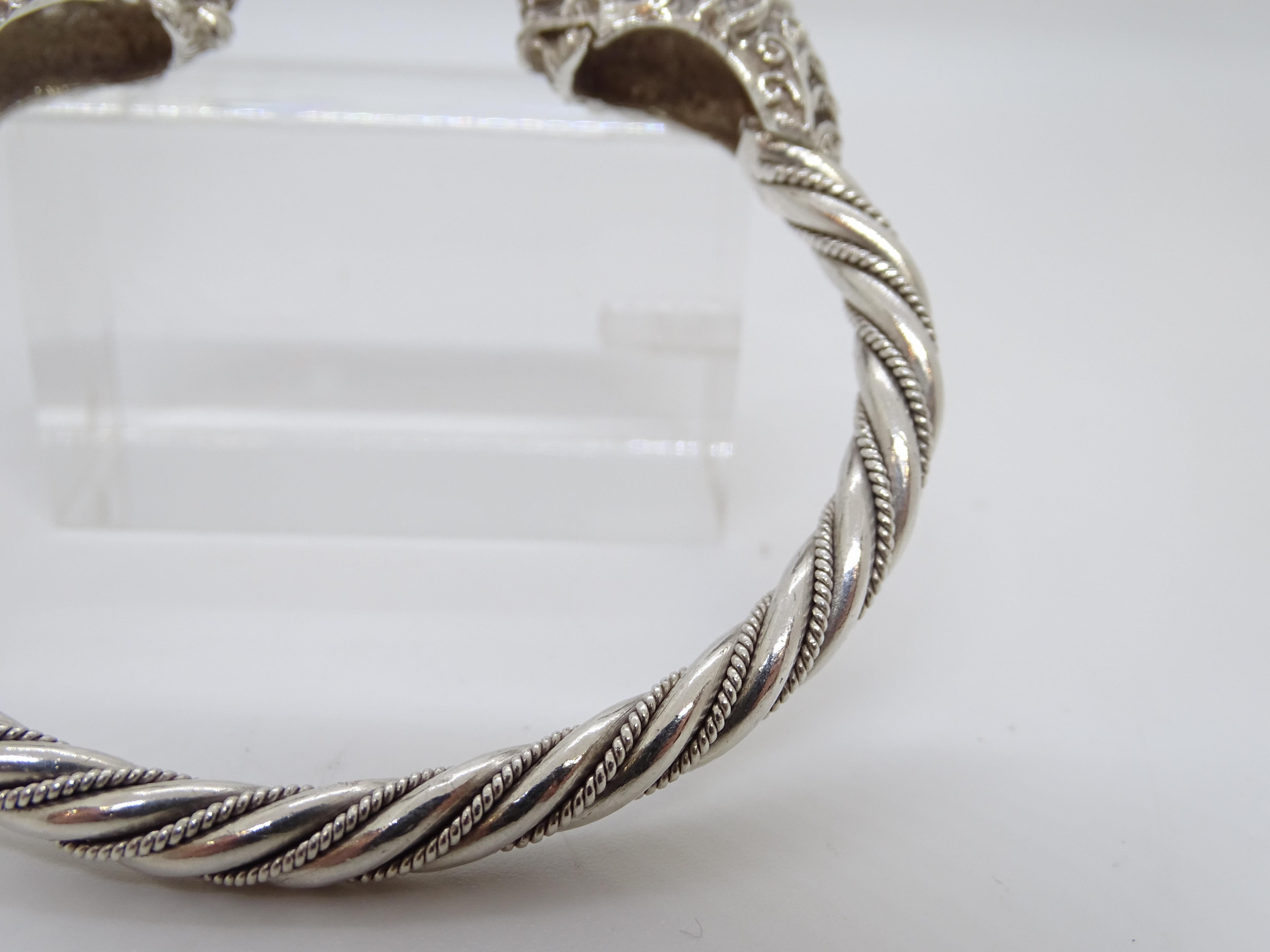 Bracciale d'argento italiano vintage / bangle Teste di leone Argento 925 in vendita 1