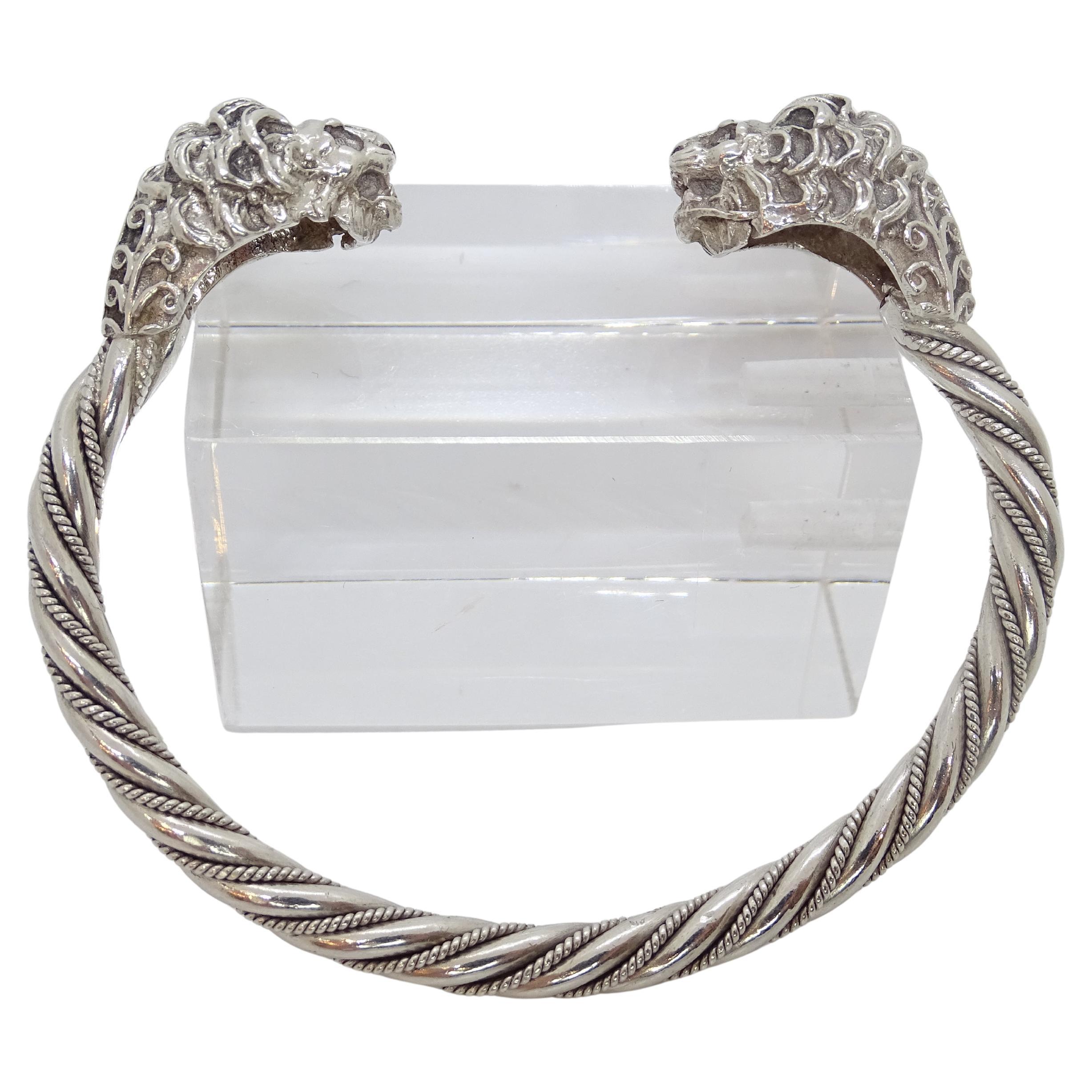 Bracciale d'argento italiano vintage / bangle Teste di leone Argento 925