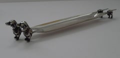 Vintage Italian Silver Dog Pen Tray - Dachshunds c.1968