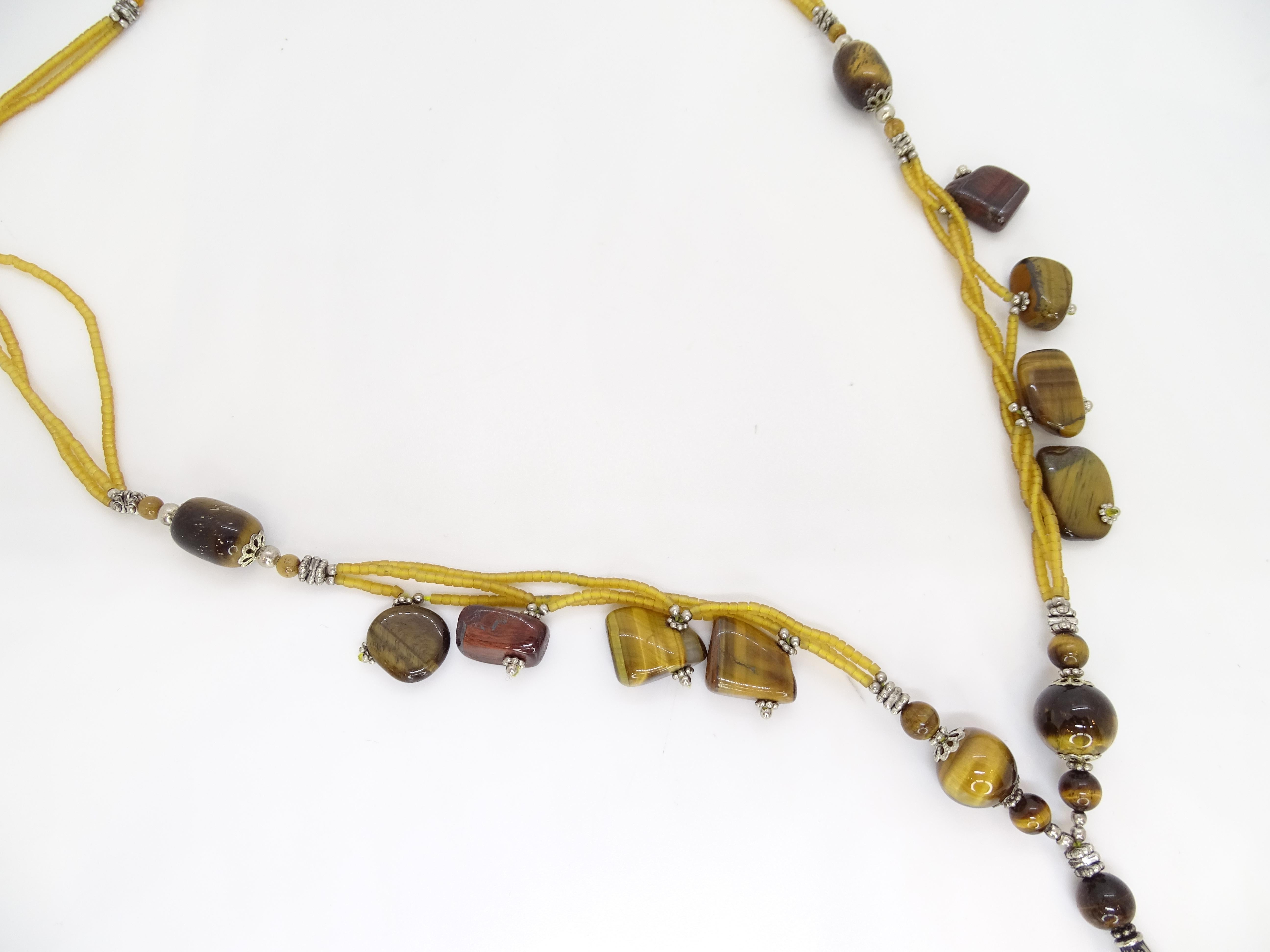 Italiano vintage  collana di gala in argento pietre e occhio di tigre in vendita 9
