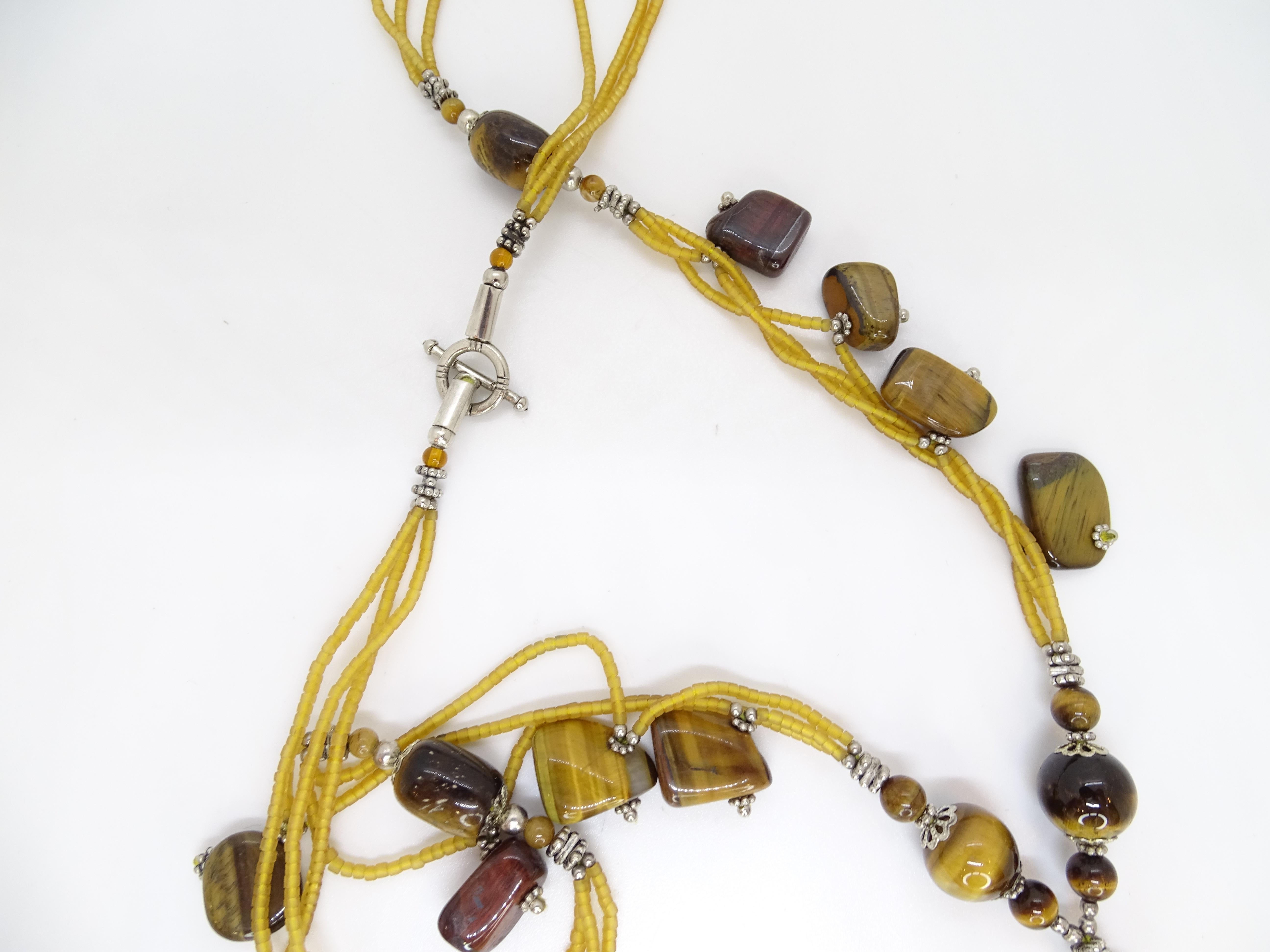 Italiano vintage  collana di gala in argento pietre e occhio di tigre in vendita 11